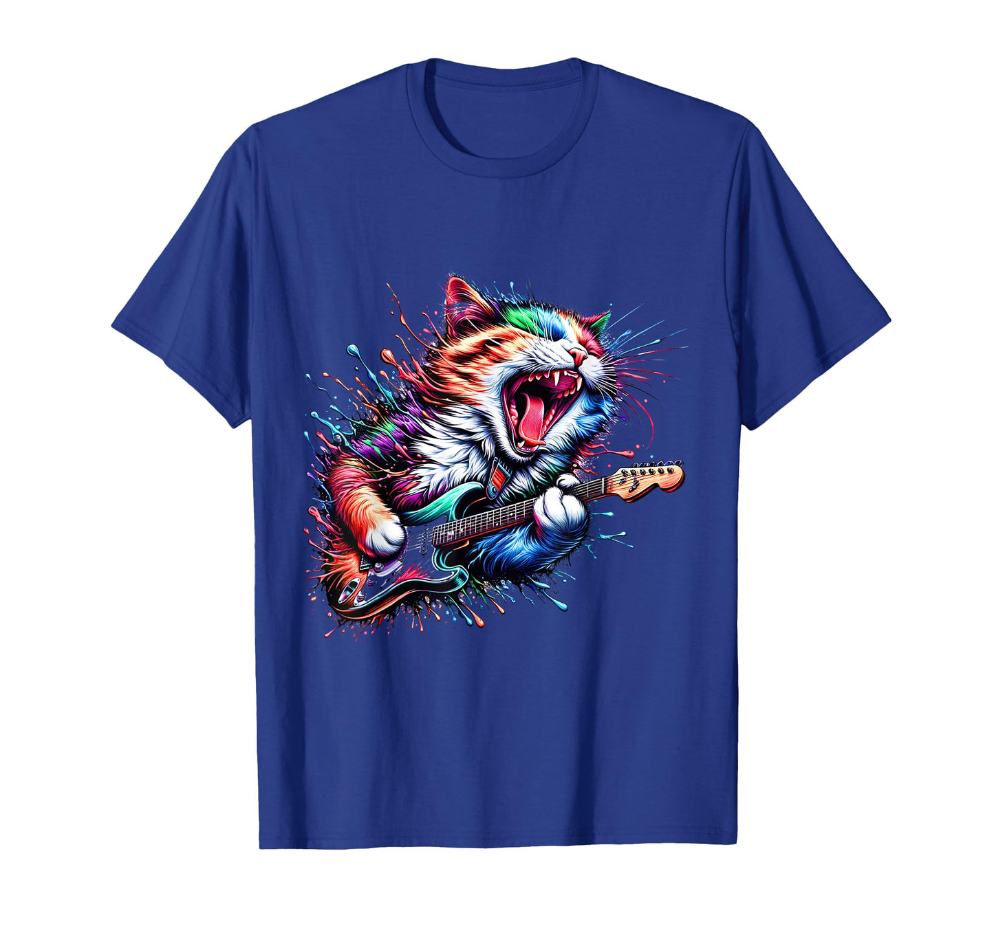 Kitty Cat Playing Guitar Rock Cat Heavy Metal Cat Music Cat T-Shirt
