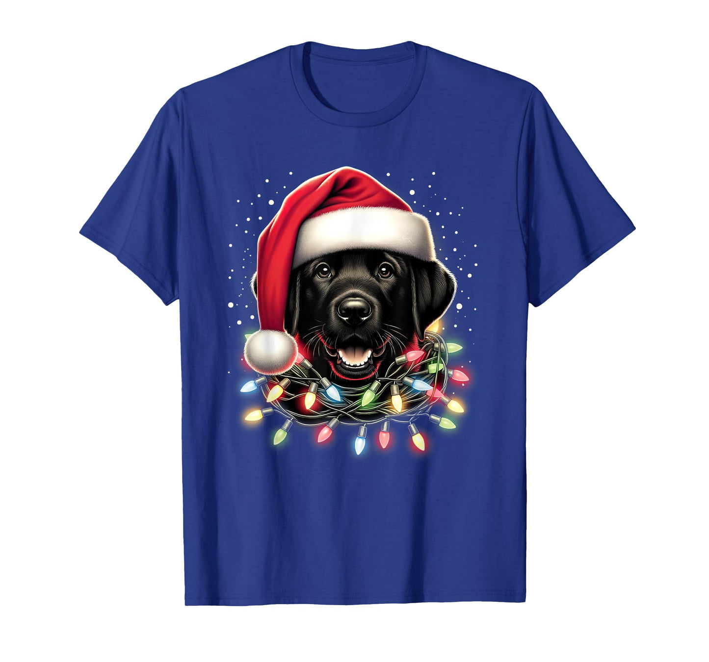 Black Lab Labrador Christmas Tree Light Pajama Dog Xmas T-Shirt for Men Women Kids