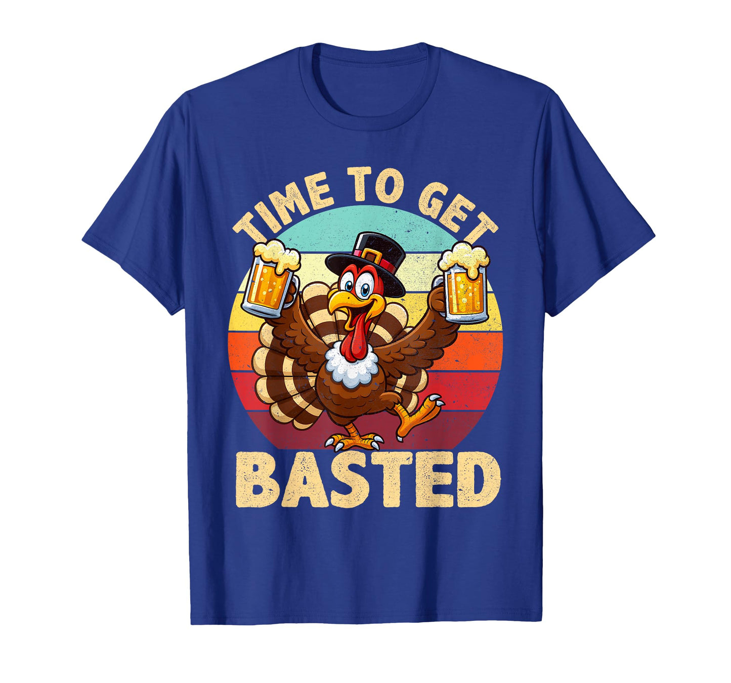 Time to Get Basted Turkey Funny Fall Thanksgiving Men T-Shirt