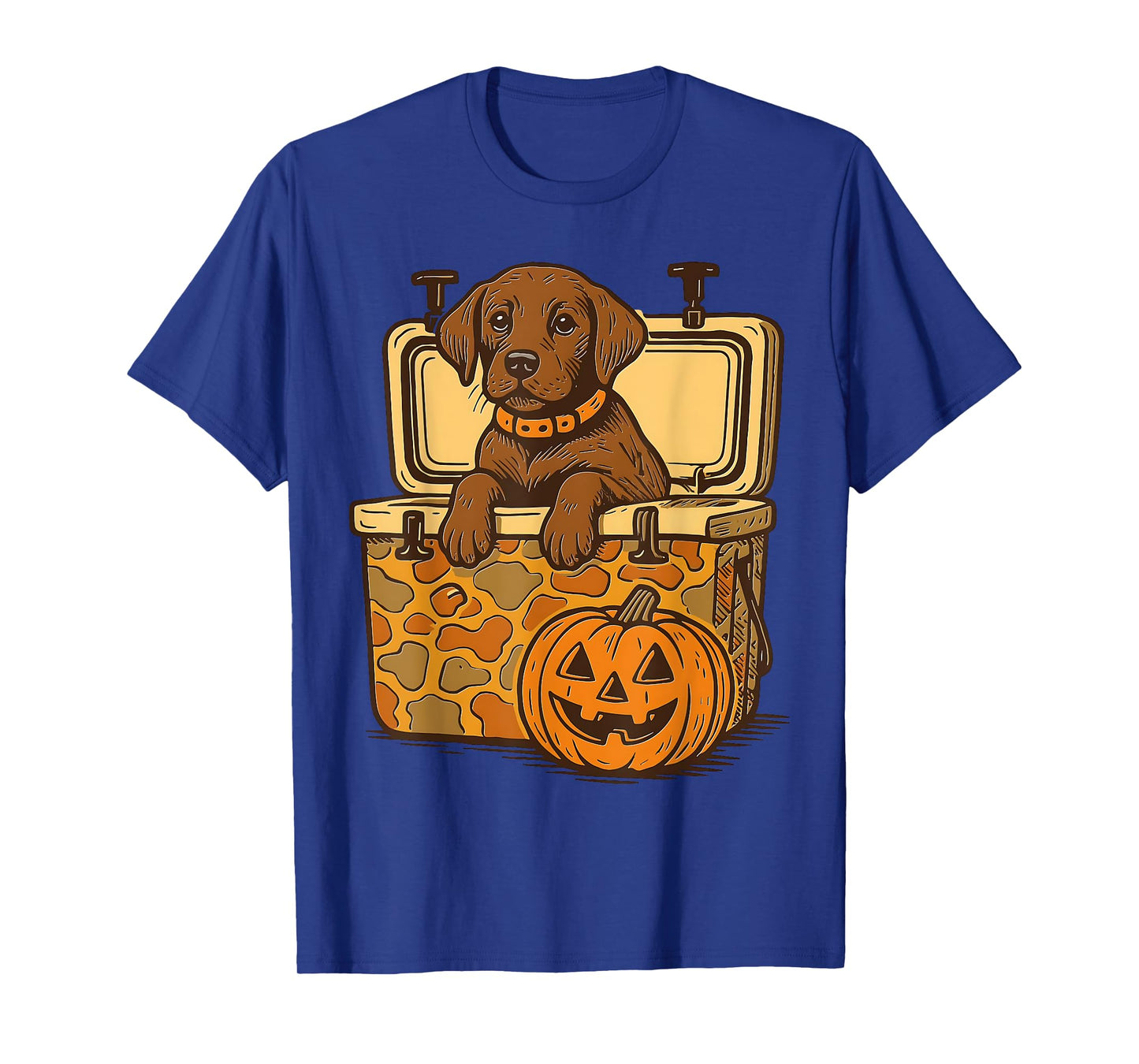 Brown Lab in Camo Cooler Pumpkin Hunting Dog Halloween T-Shirt