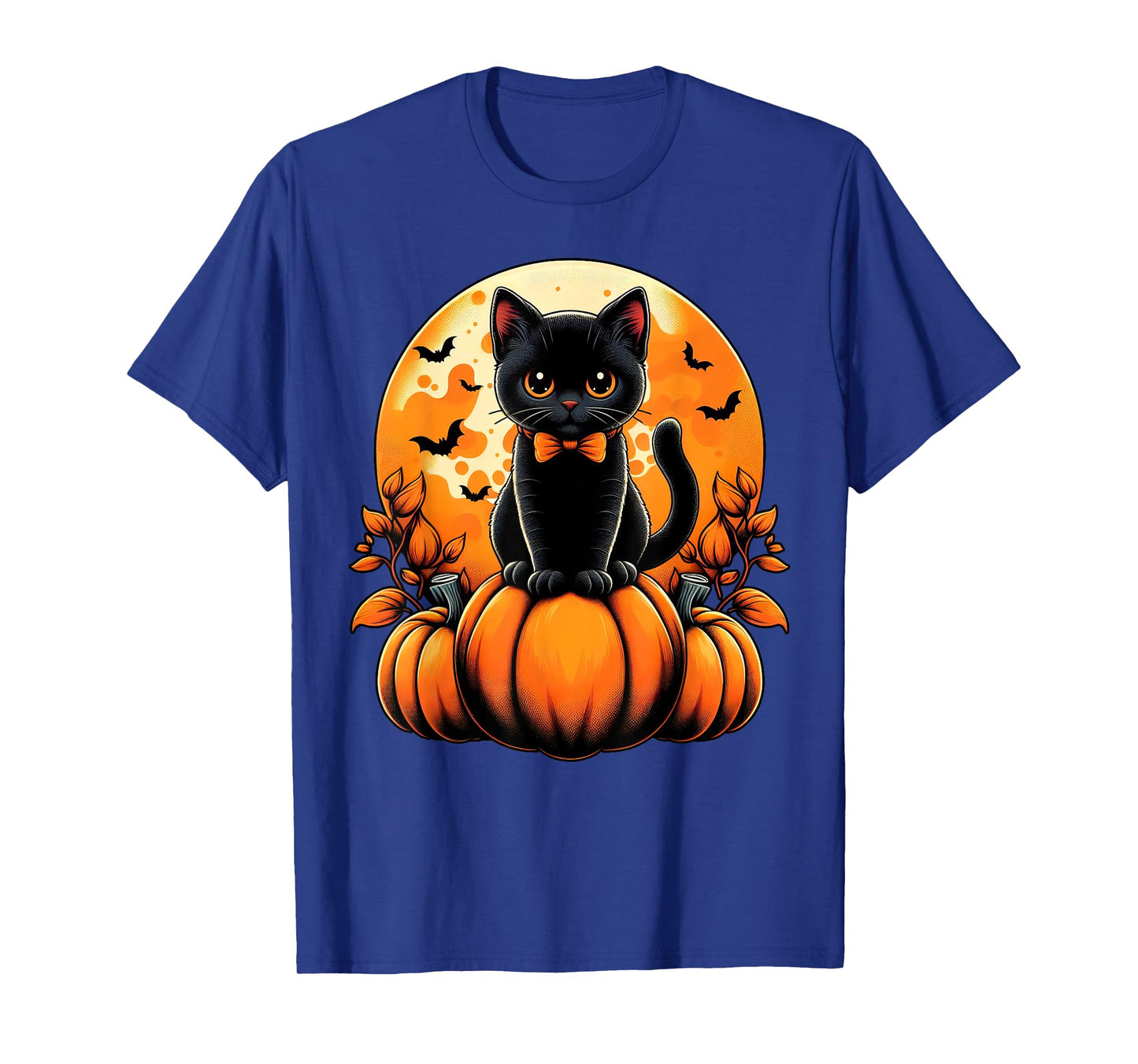 Retro Black Cat Pumpkin Halloween Costume Fall Autumn Season T-Shirt