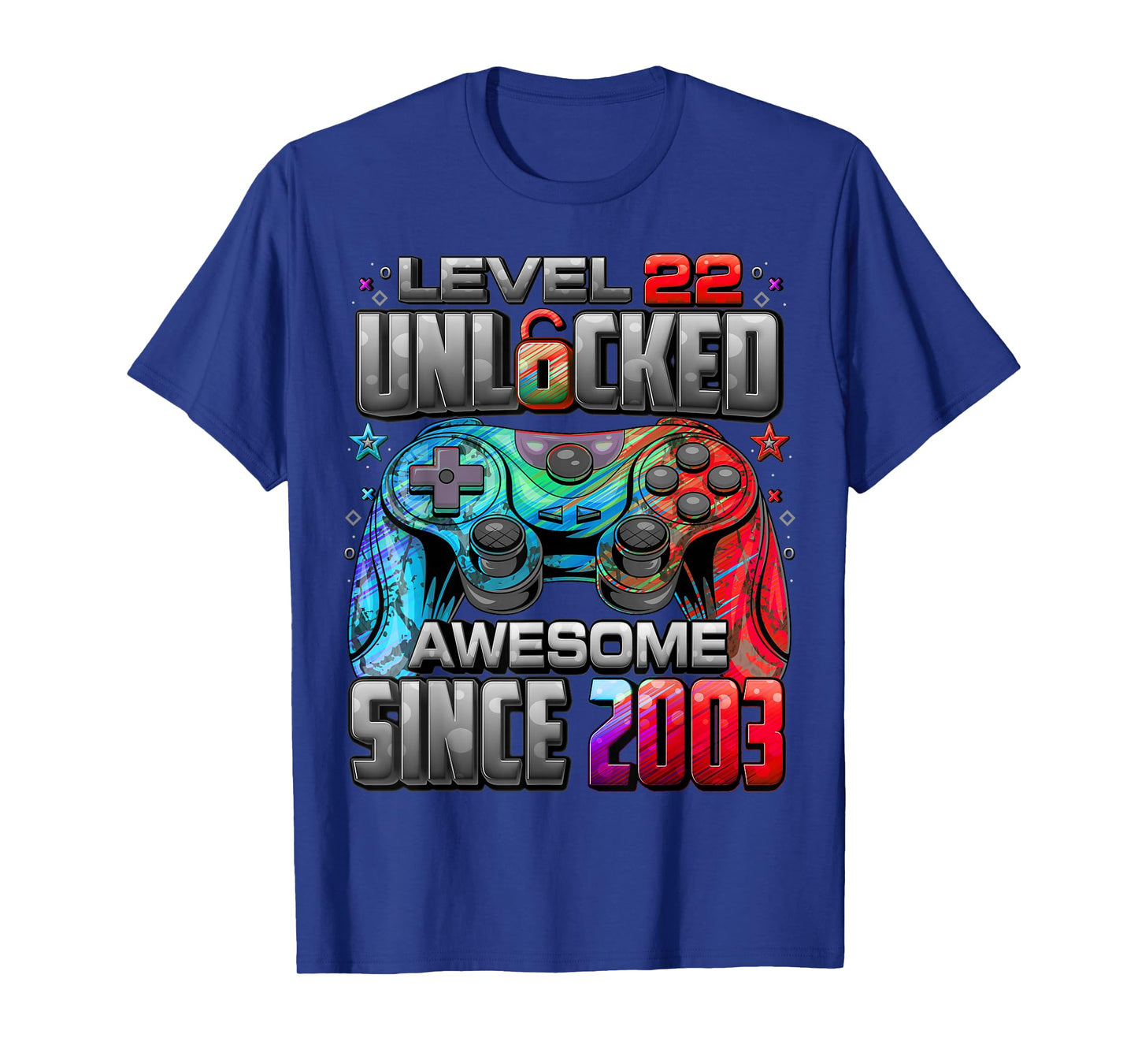 Level 22 Unlocked Awesome Since 2003 22nd Birthday Gaming T-Shirt