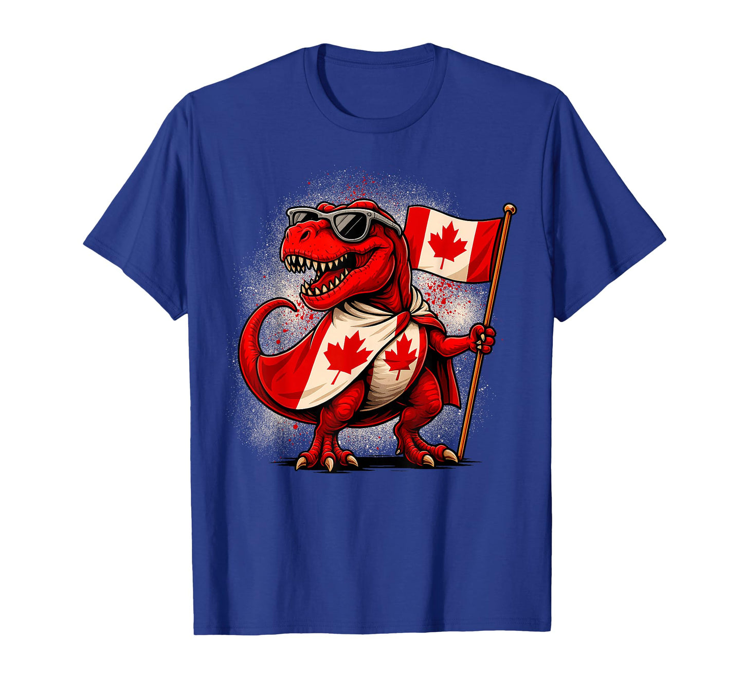 Funny T Rex Maple Leaf Canadian Flag Canada Day Kids Boys T-Shirt