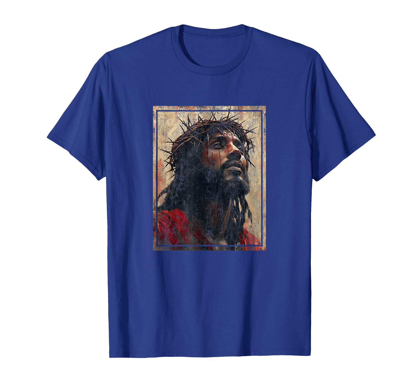 Black Jesus Face Of Jesus Cross With Crown Of Thorns T-Shirt