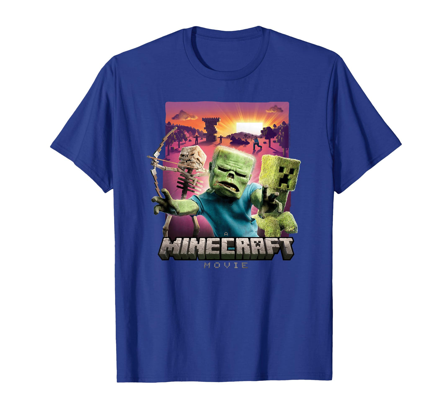 A Minecraft Movie Skeleton Zombie & Creeper Group Portrait T-Shirt