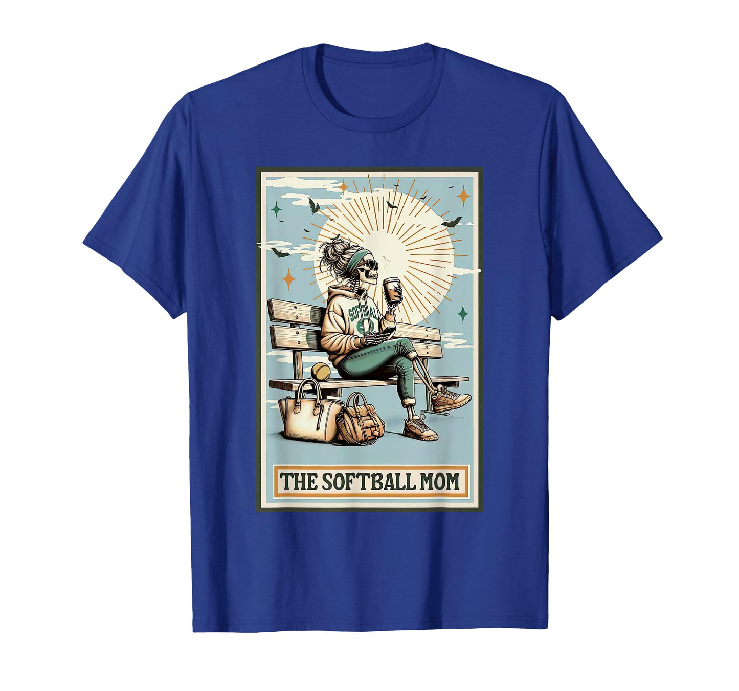 The Softball Mom Tarot Card Skeleton Coffee Mothers Day T-Shirt