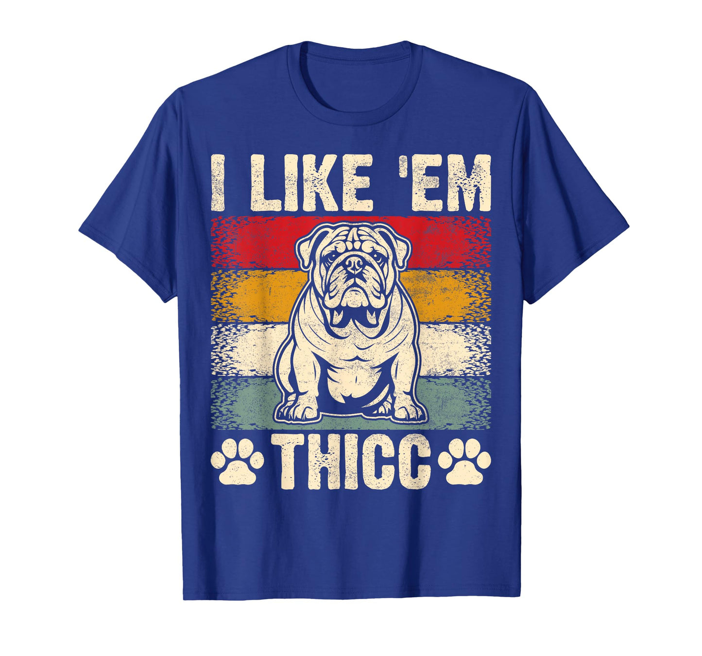 Funny English Bulldog I Like Em Thicc Dog Silhouette Men Women Kids T-Shirt