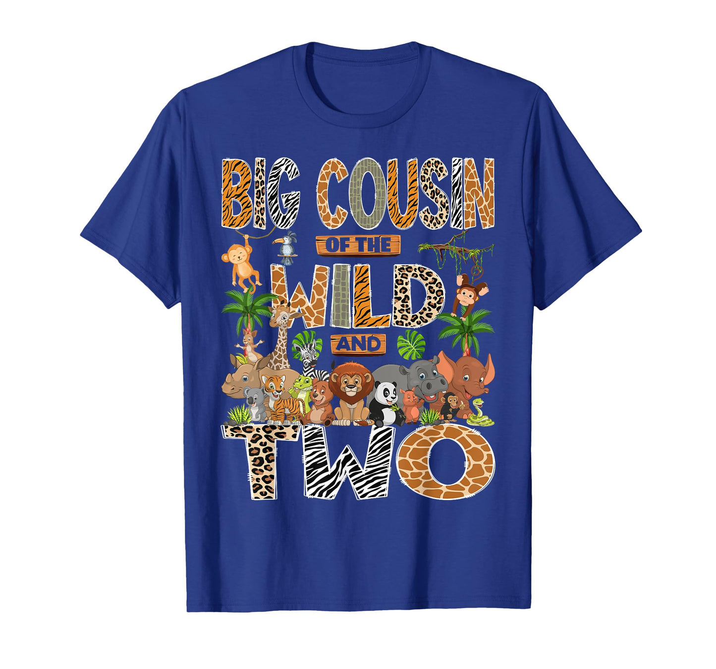Big Cousin Of The Wild & Two 2Nd Birthday Boy Safari Jungle T-Shirt