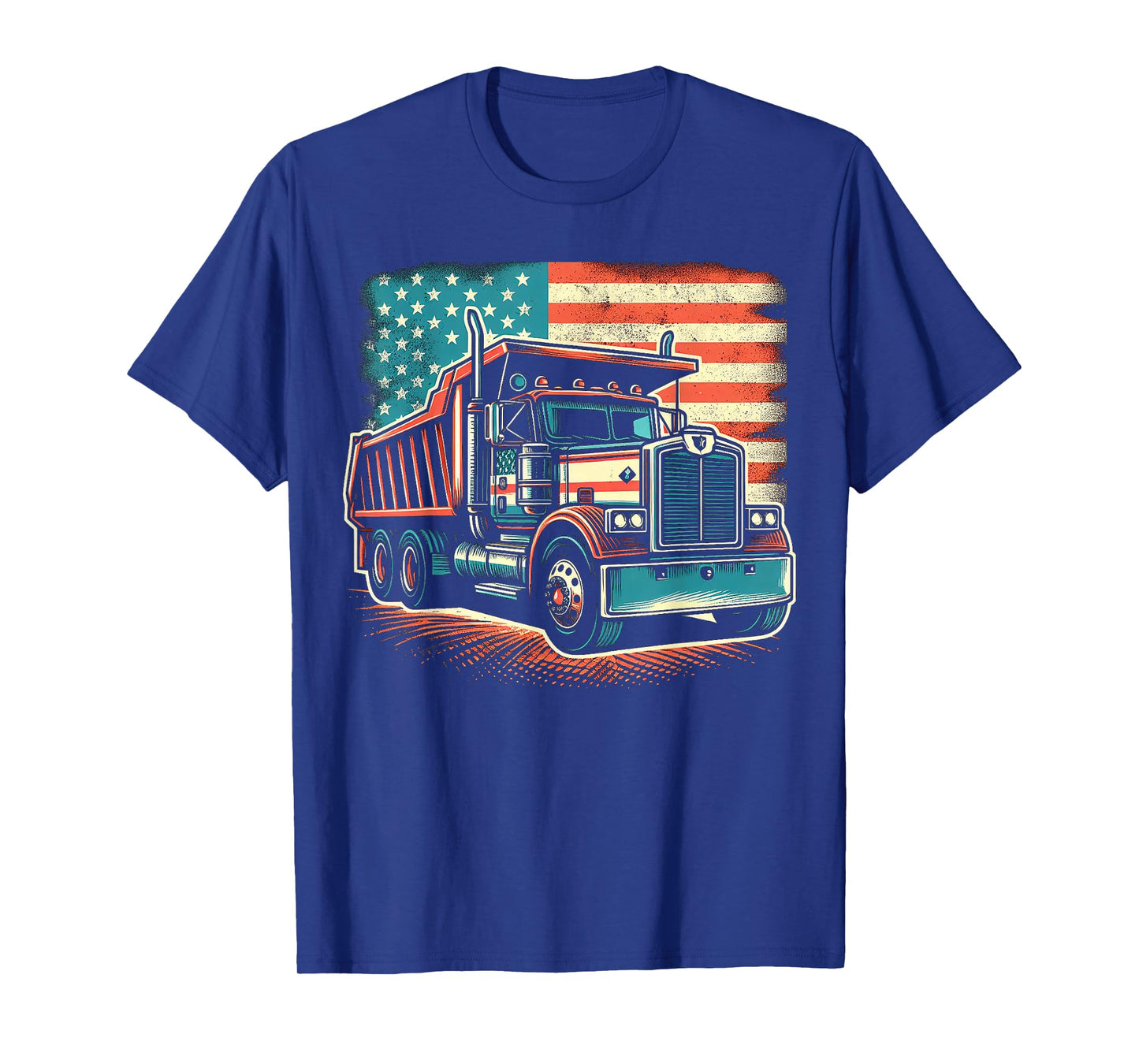 Dump Truck Driver American Flag Trucker Vintage Men Women T-Shirt