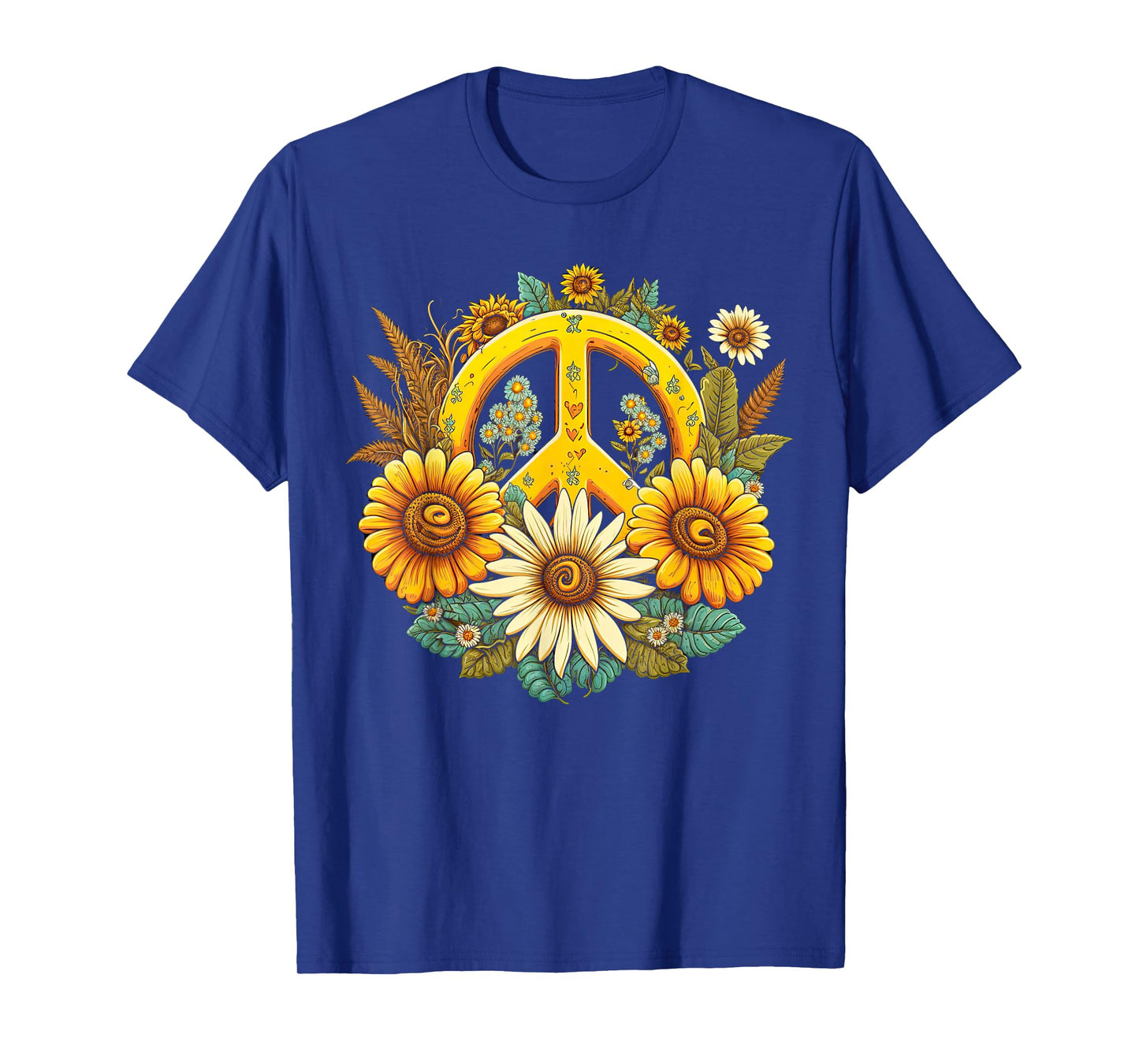 Hippie Daisy Peace Sign Retro Flowers Sunflower Groovy Vibes T-Shirt