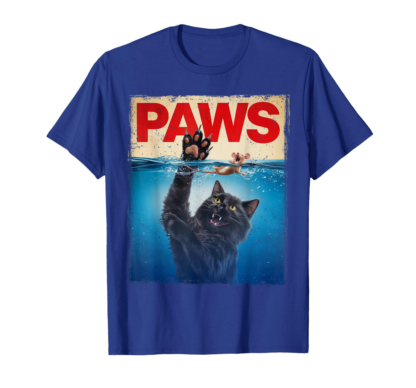 Paws Parody Black Cat Chasing a Cute Scared Mouse Top Kitten T-Shirt
