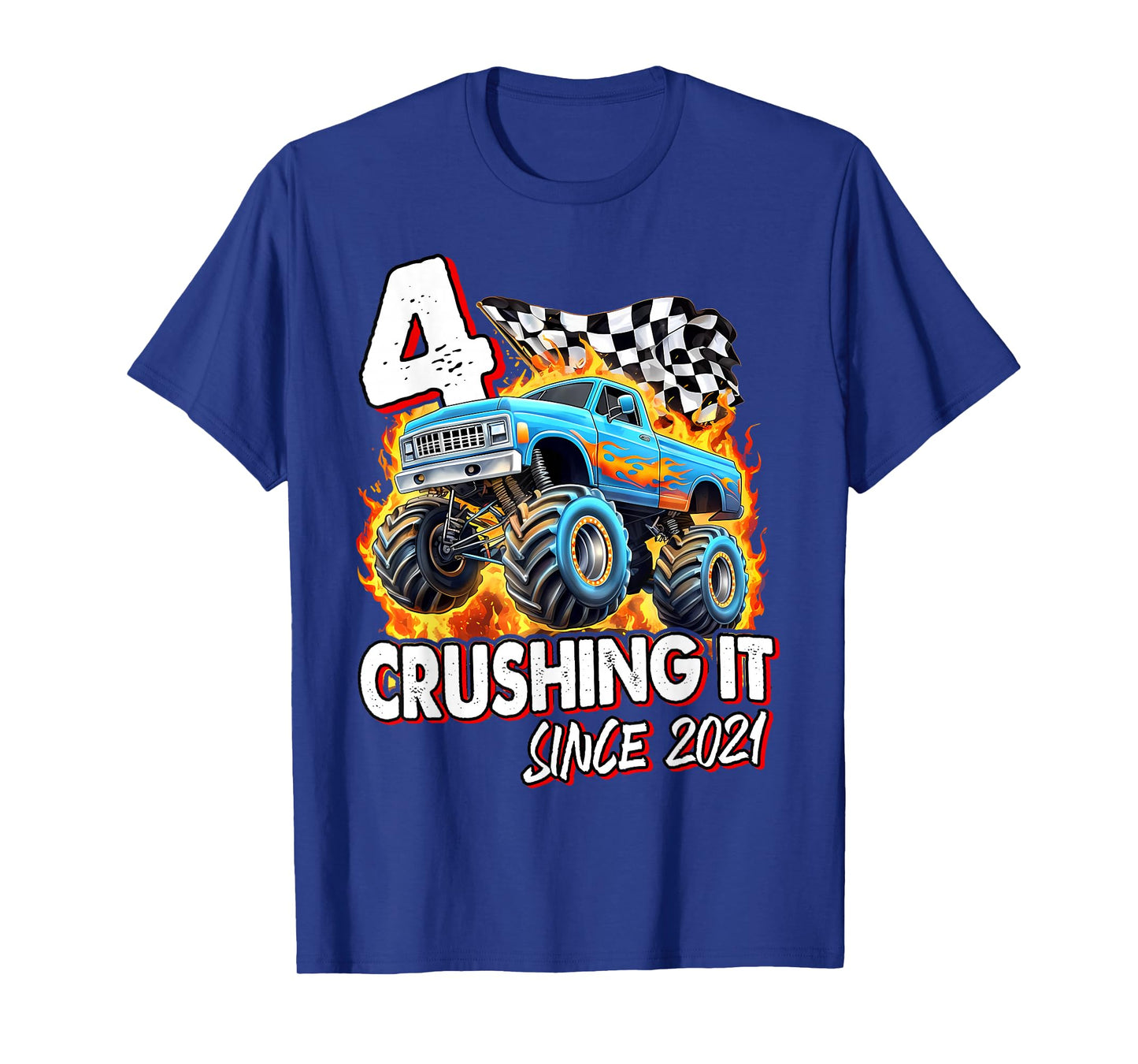 Birthday Monster Truck 4 year Old Boys 4th Party Born 2021 T-Shirt