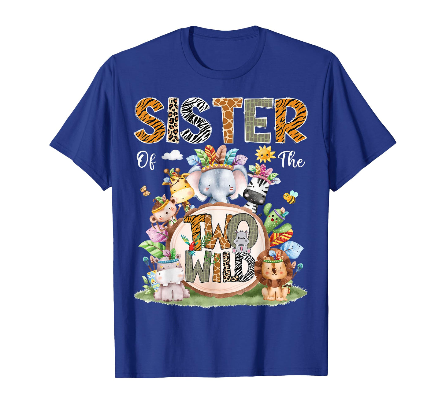 Sister Of The Two Wild 2Nd Birthday Animal Safari Tribal T-Shirt