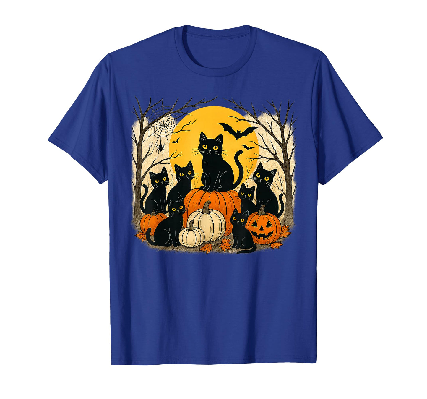 Halloween Black Cats Pumpkins Retro Spooky Night Funny Cat T-Shirt