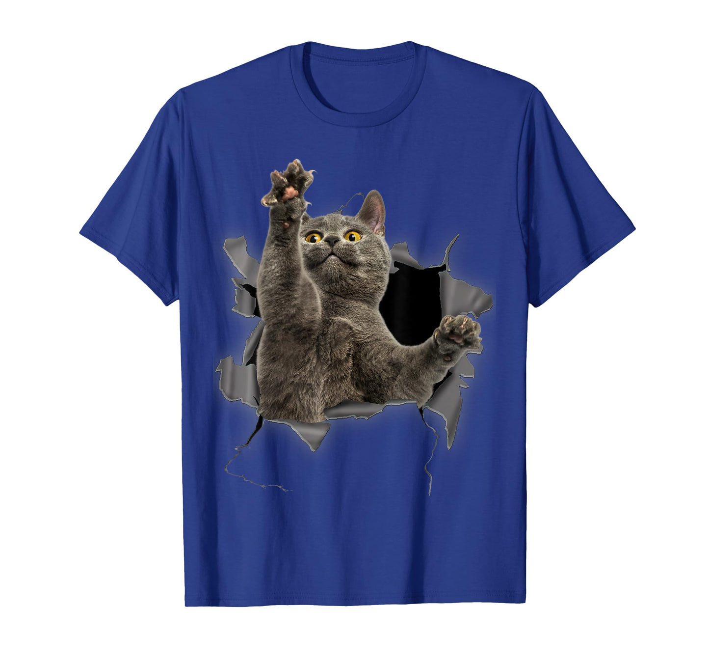 Grey Cat Torn Cloth Funny Gifts Cat Dad, Cat Mom, Cat Lover T-Shirt