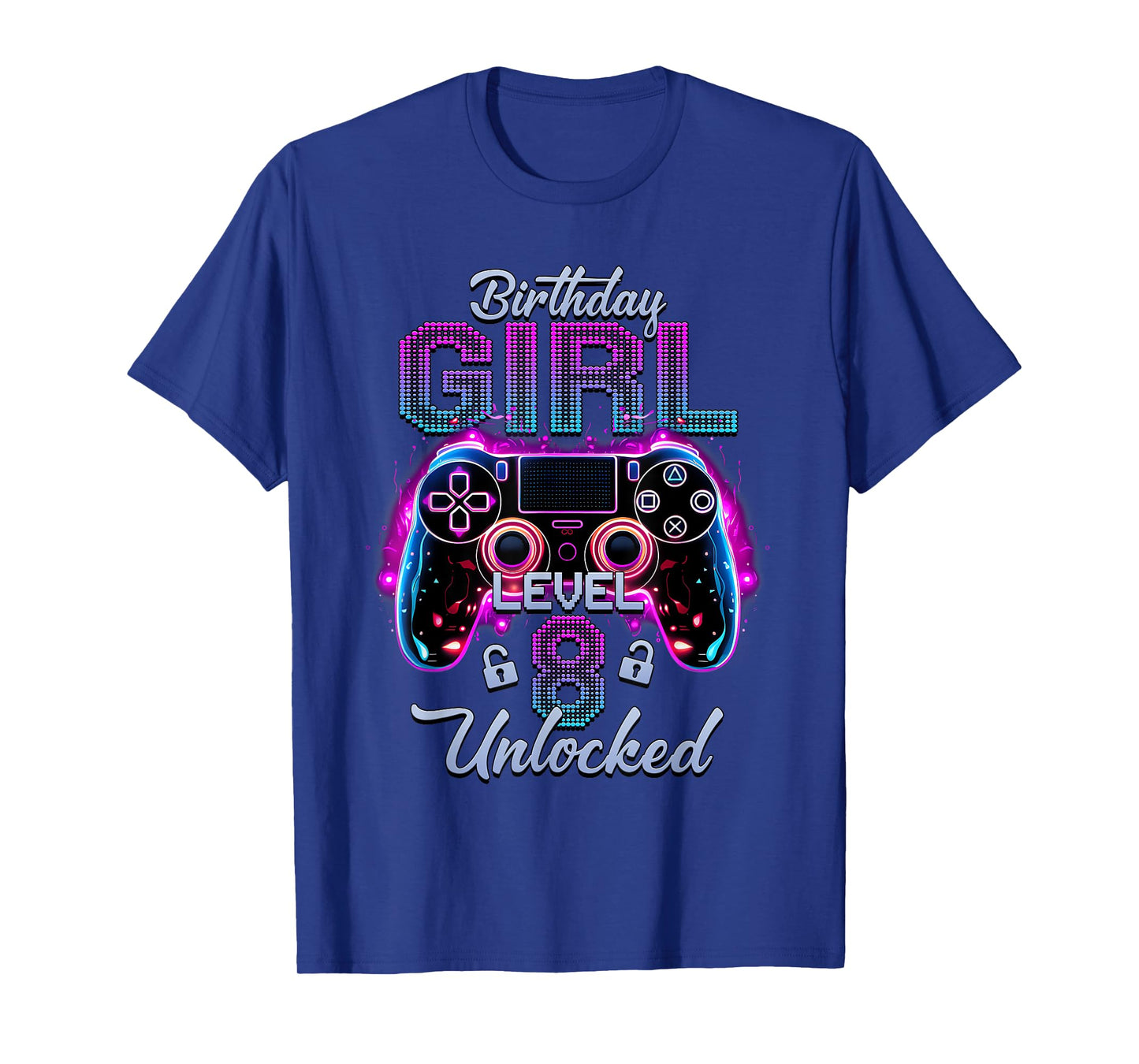 Gamer Girl Level 8 Unlocked Video Gaming 8th Birthday Gifts T-Shirt