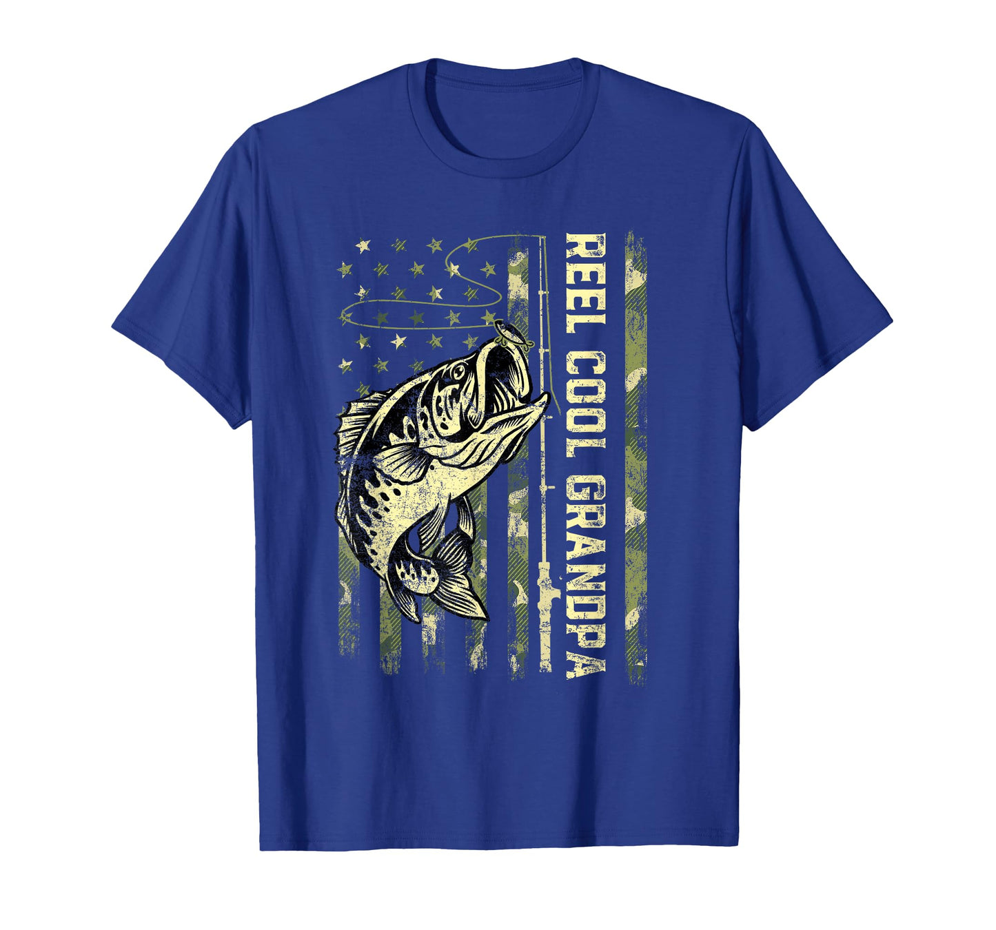 Reel Cool Grandpa Fisherman Camouflage Father's Day T-Shirt