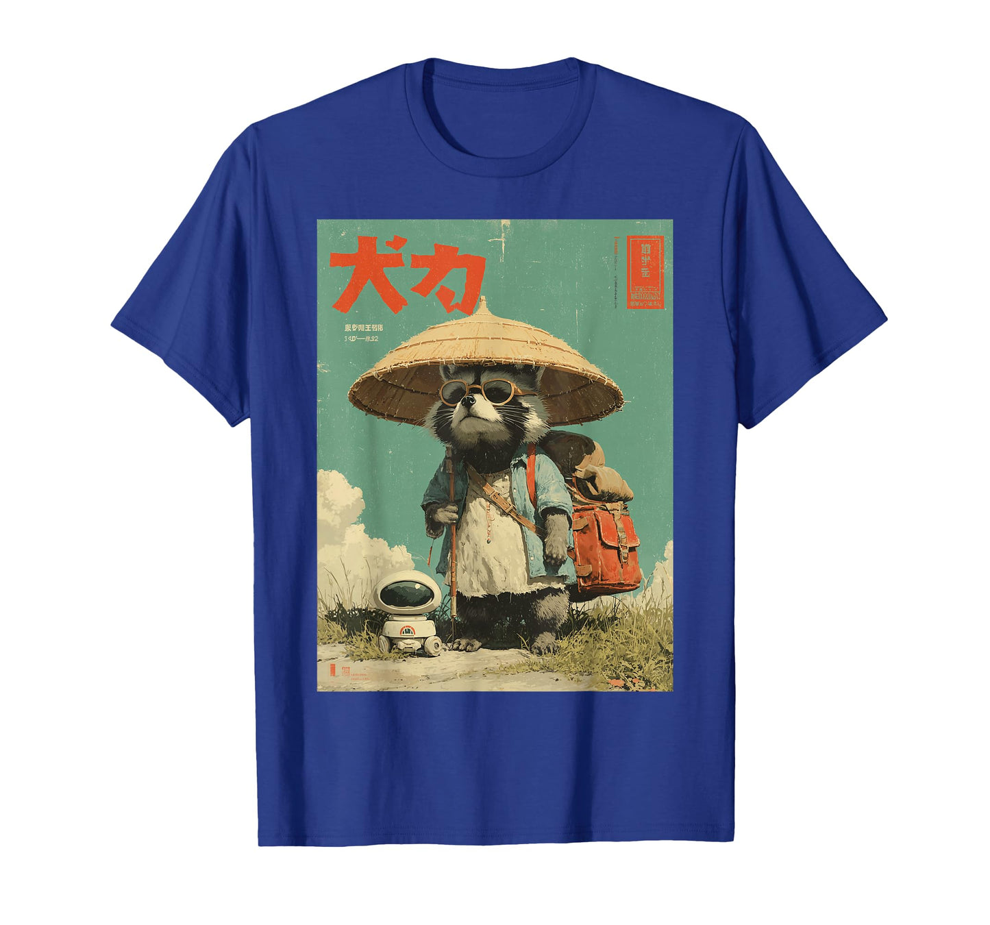 Vintage Otaku Tanuki Japanese Cute Raccoon Racoon Samurai T-Shirt