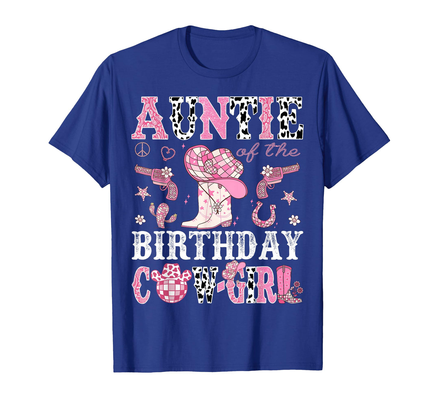 Auntie Of The Birthday Cow-Girl Pink Disco Rodeo Western T-Shirt