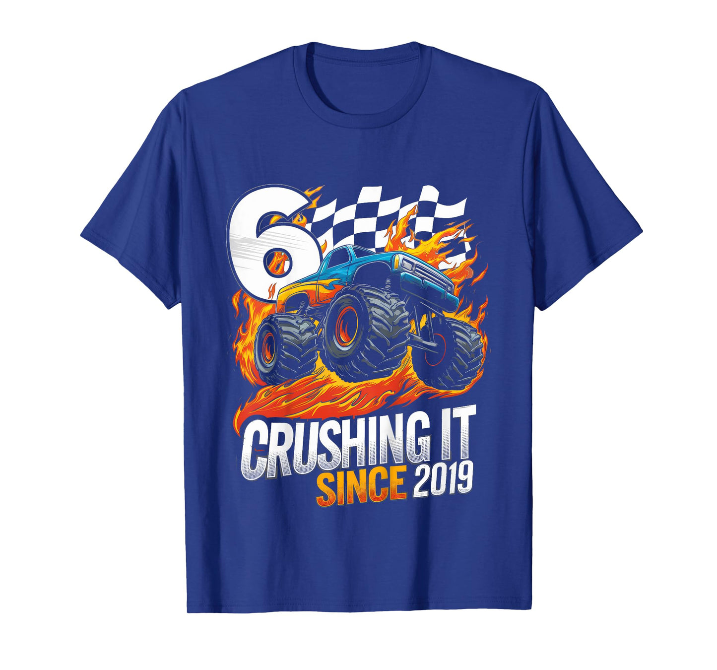 Kids Birthday 6 Years Old Boys Monster Truck Born 2019 6th Party T-Shirt