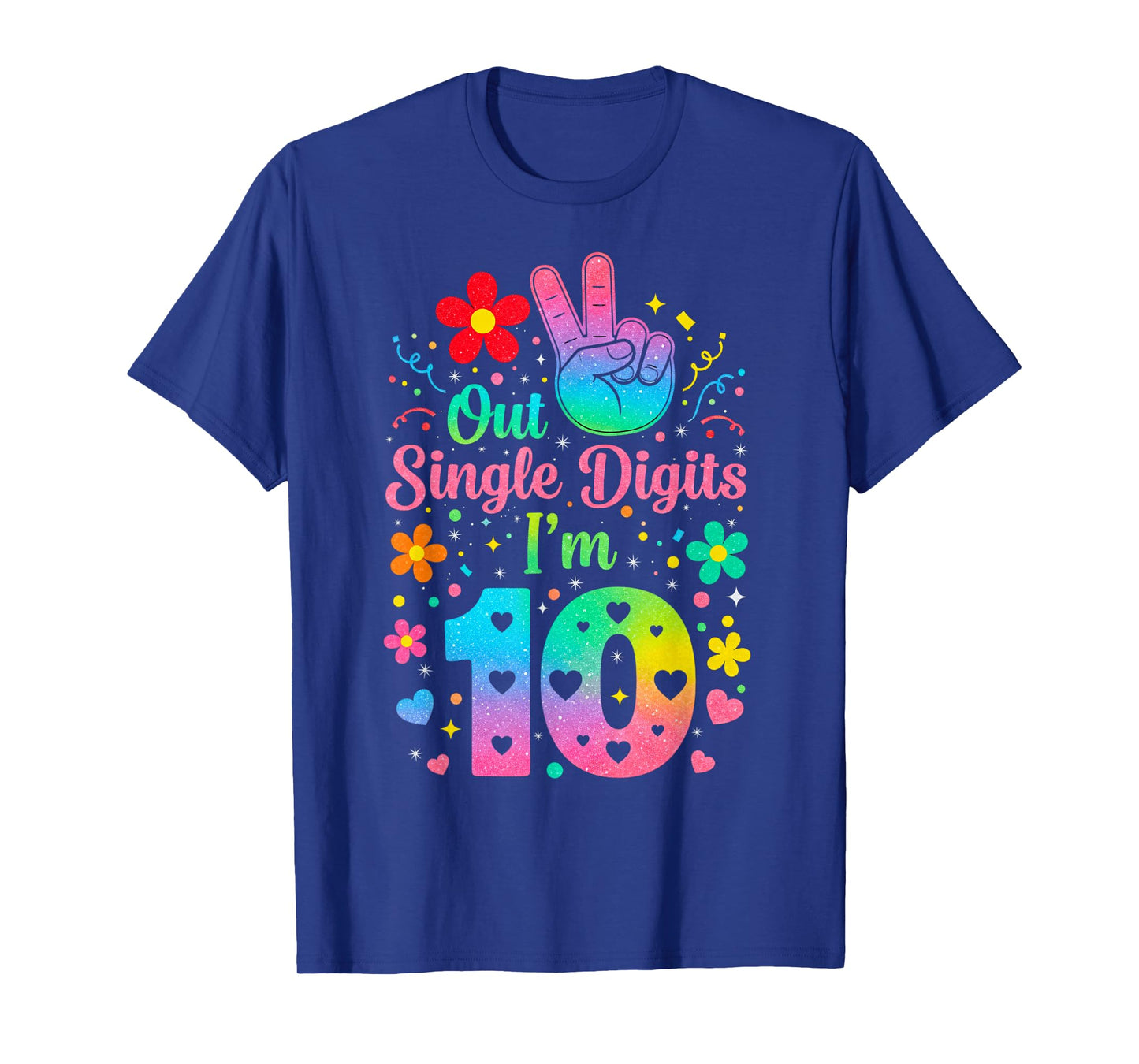Hello Ten Double Digits Cute Coquette Bow 10th Birthday Girl T-Shirt