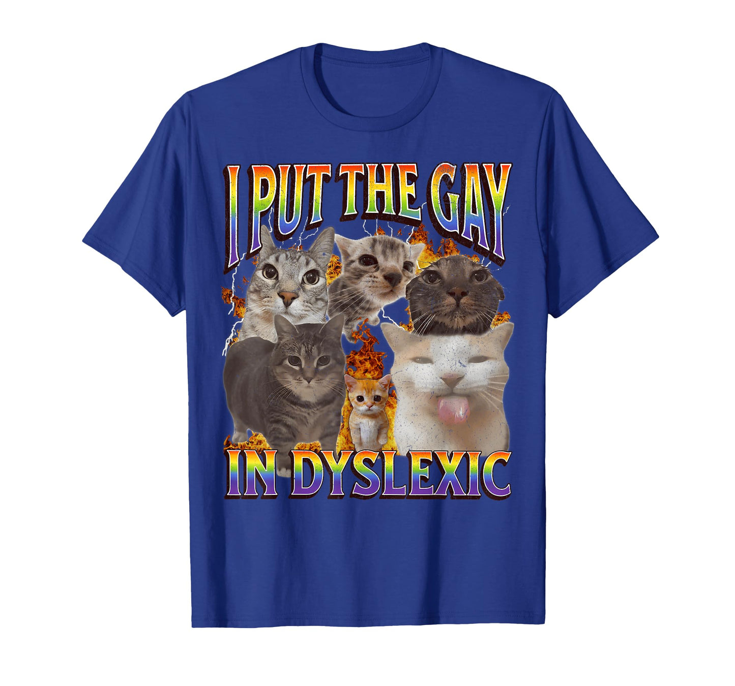 I Put The Gay In Dyslexic Funny Cat Meme Bootleg Funny Retro T-Shirt