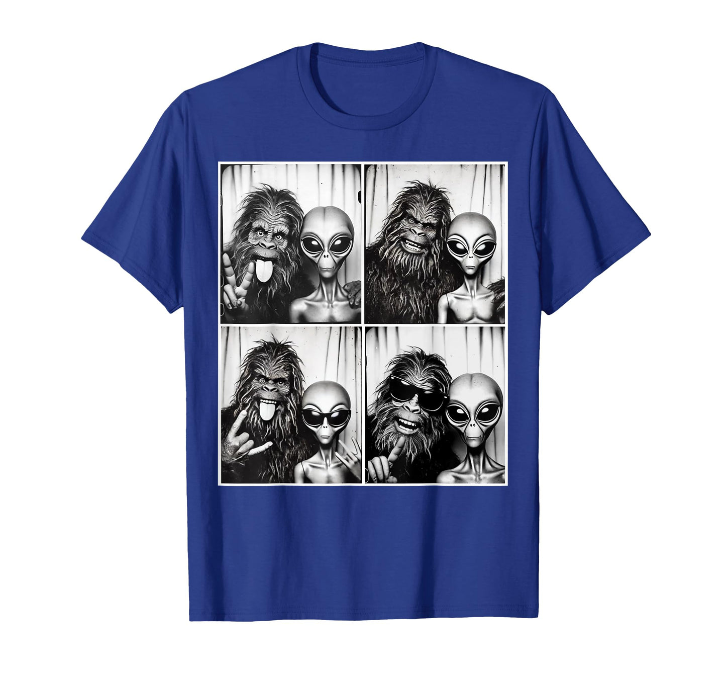 Funny Photobooth Photo Sasquatch UFO Bigfoot And Alien T-Shirt