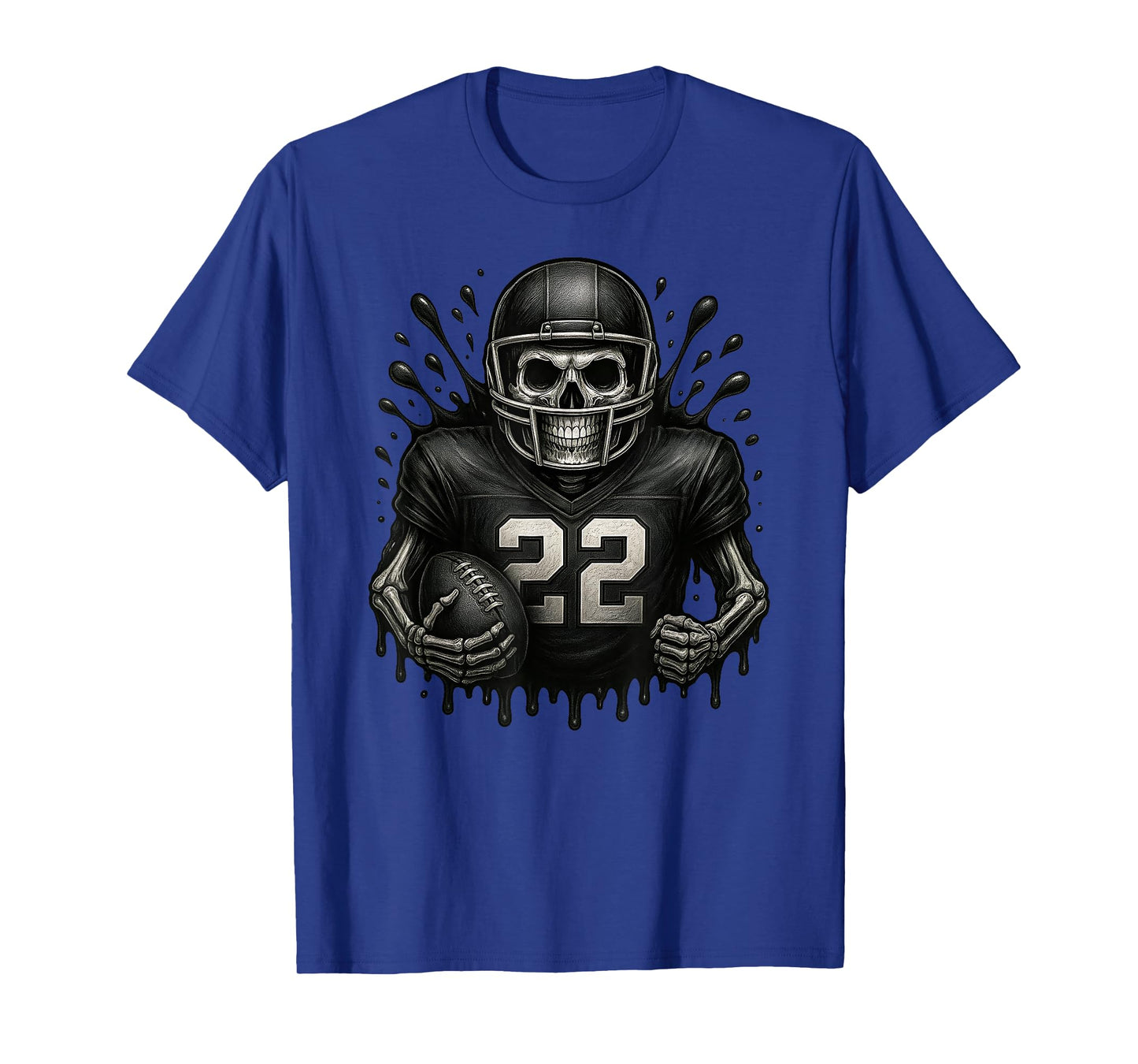 Football Skeleton Running Back Horror Art Halloween Game Day T-Shirt