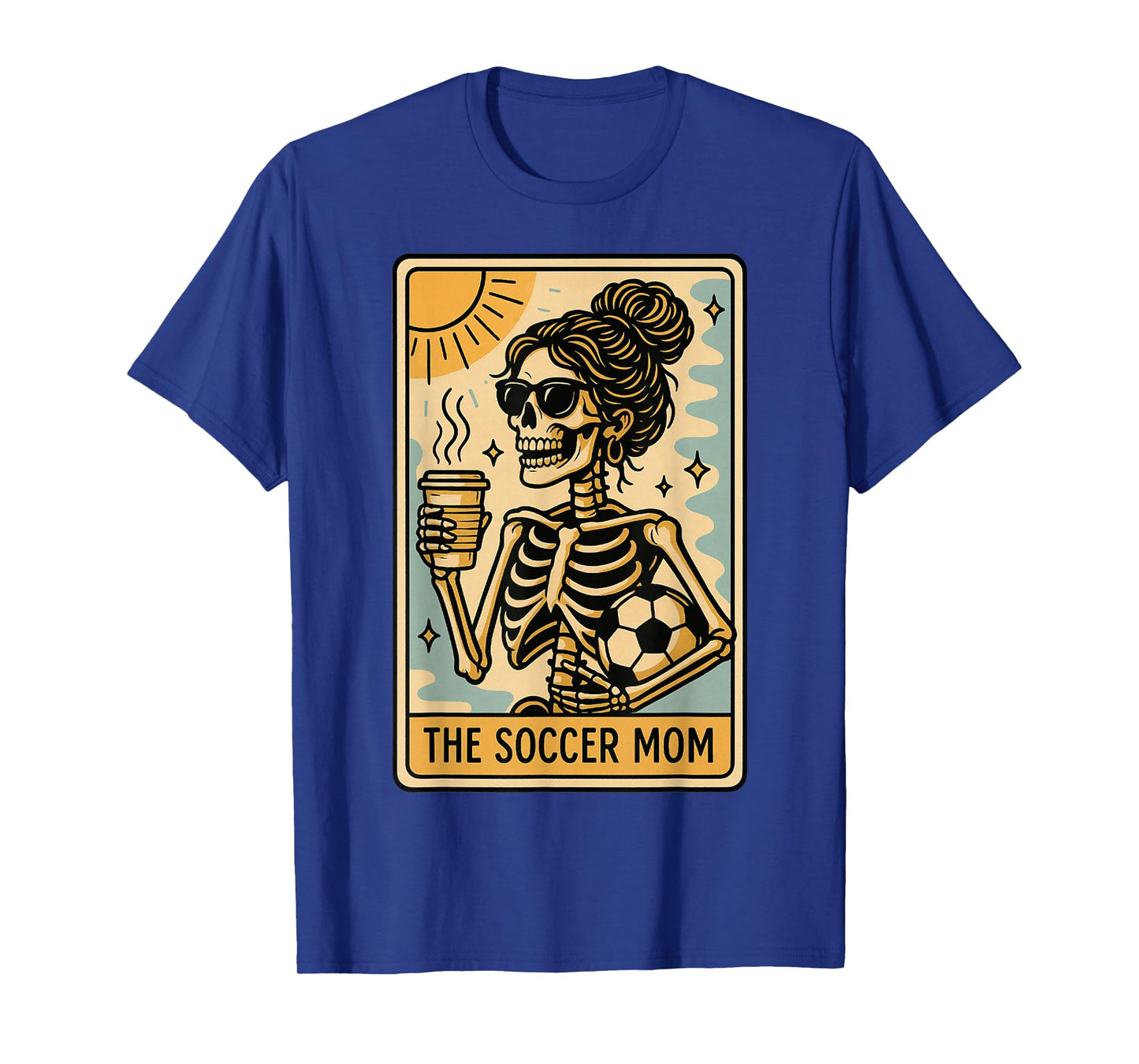 Funny Halloween Soccer Mama Mom Skeleton Tarot Card T-Shirt