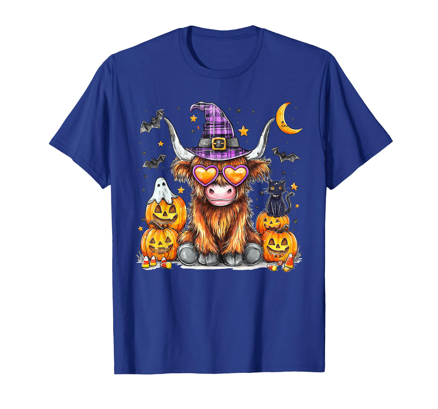 Halloween Highland Cow Witchy Cow Spooky Season Pumpkin T-Shirt