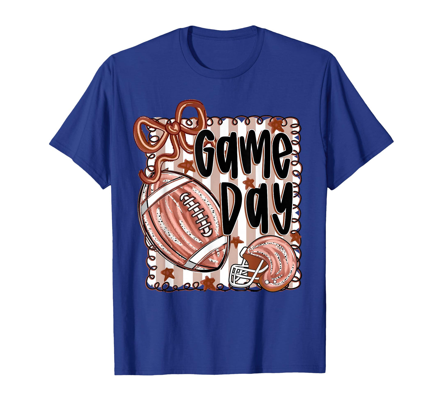 Game Day Coquette Bow Helmet American Football Thanksgiving T-Shirt
