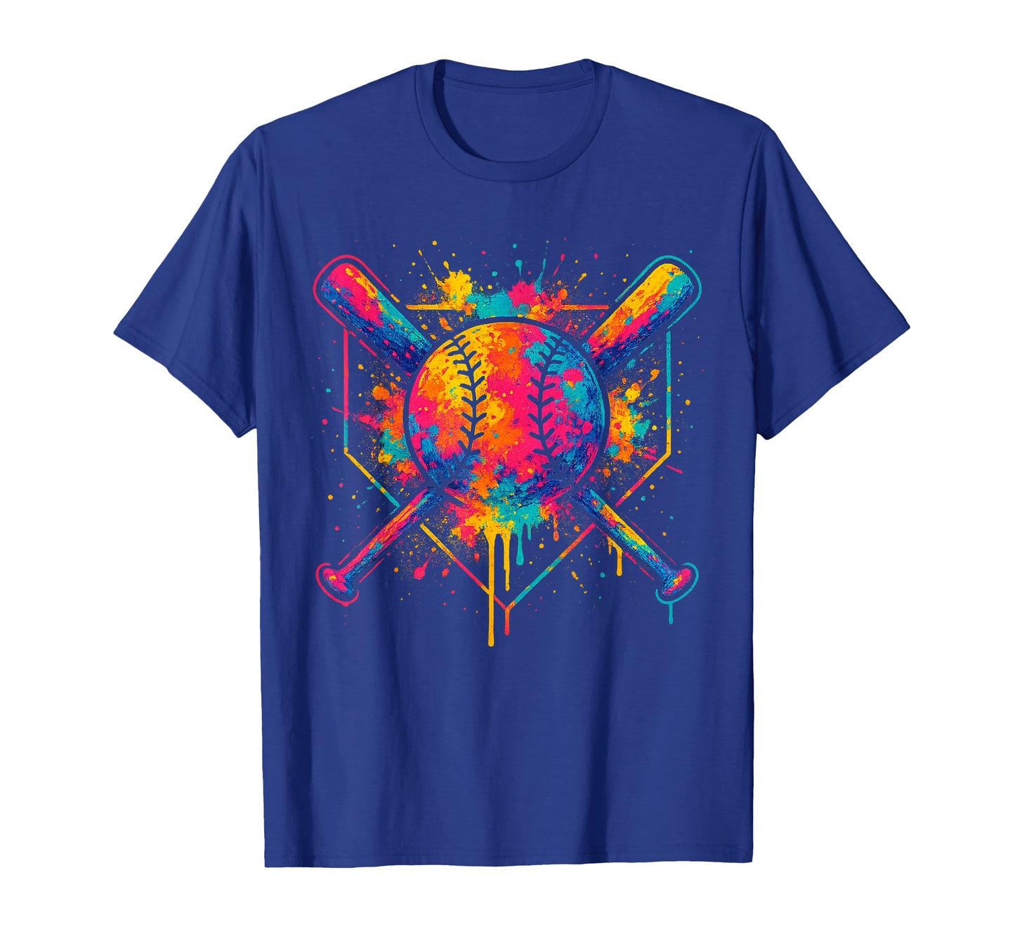 Colorful Splash Baseball Drip Bats and Ball for BoysYouth T-Shirt