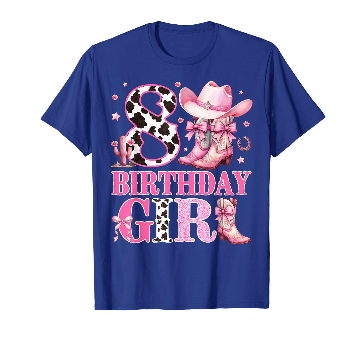Kids 8th Birthday Girl Rodeo Western Cowgirl Birthday Party T-Shirt