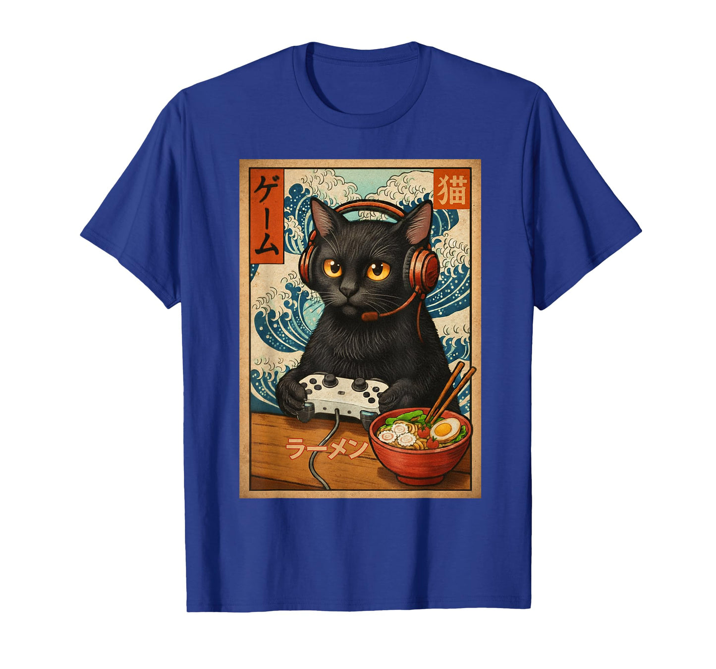 Kawaii Gamer Cat Funny Retro Japanese Cat Ramen Gaming T-Shirt