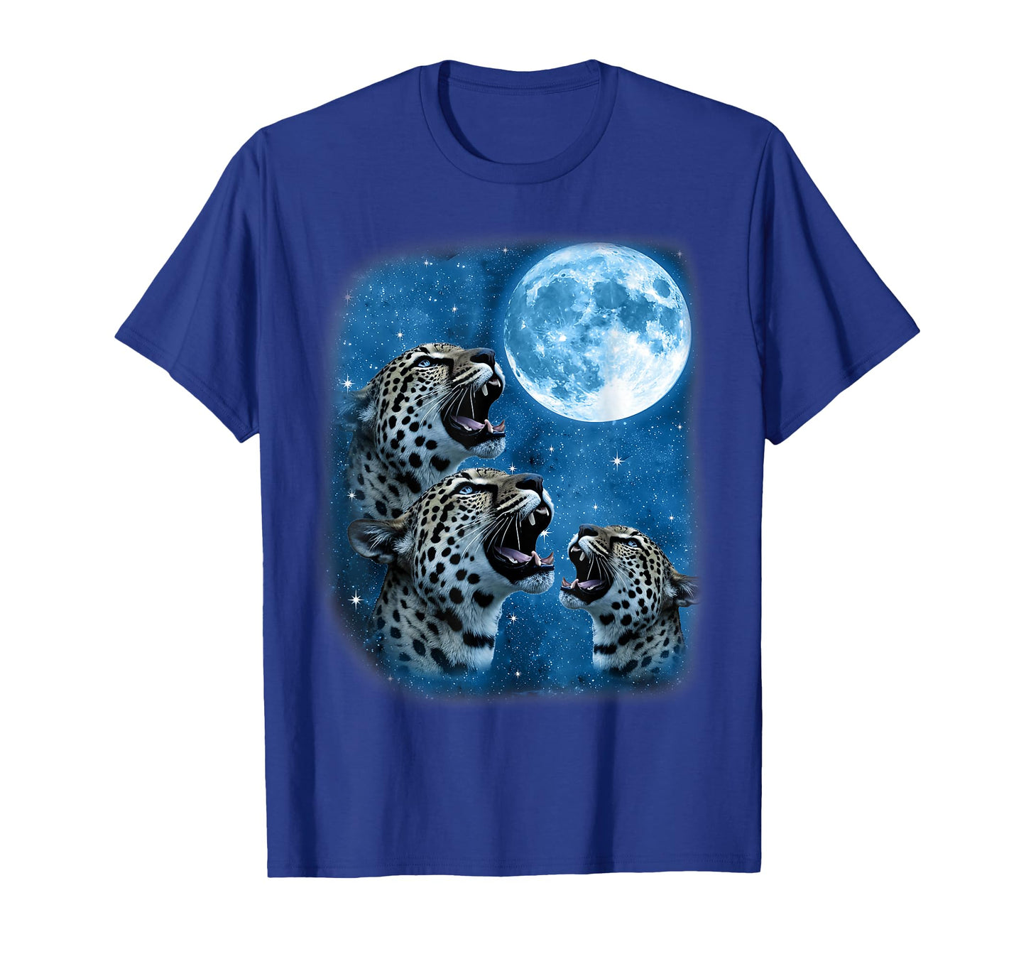 Leopard Howling At The Space Full Moon At Night Starry Sky T-Shirt