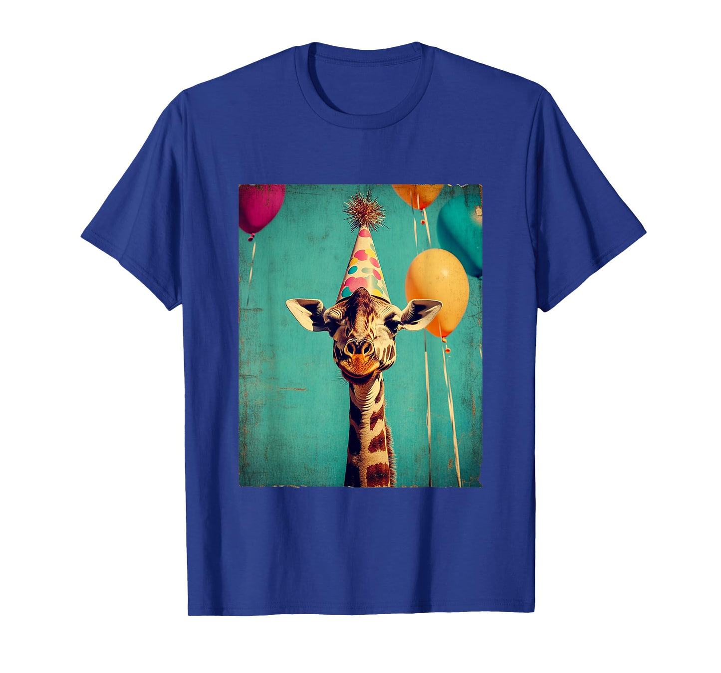 Giraffe Animal Zoo Birthday Party Apparel Unisex-Kids Retro Art Print Giraffe Birthday Party T-Shirt Black Short Sleeve Small