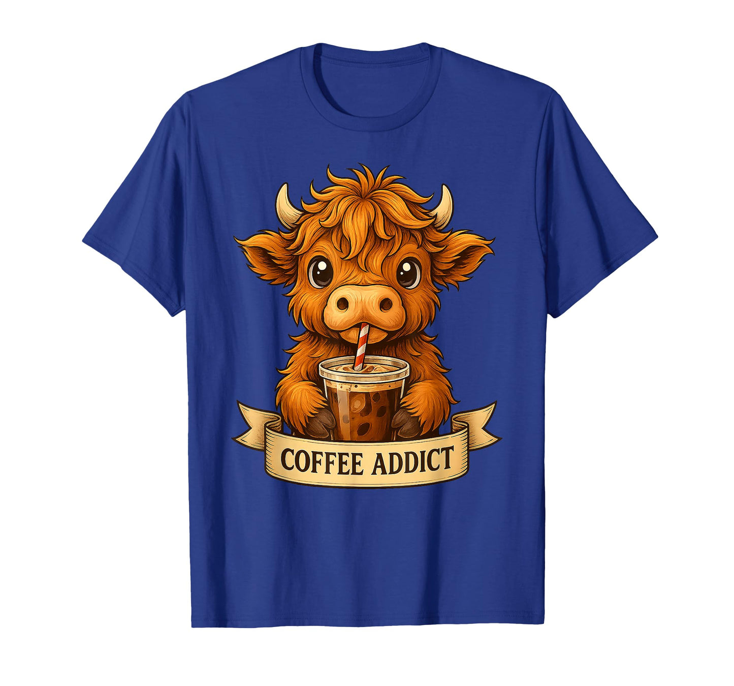 Cute Highland Cow Drink Coffee Funny Gifts for Men Women Kid T-Shirt