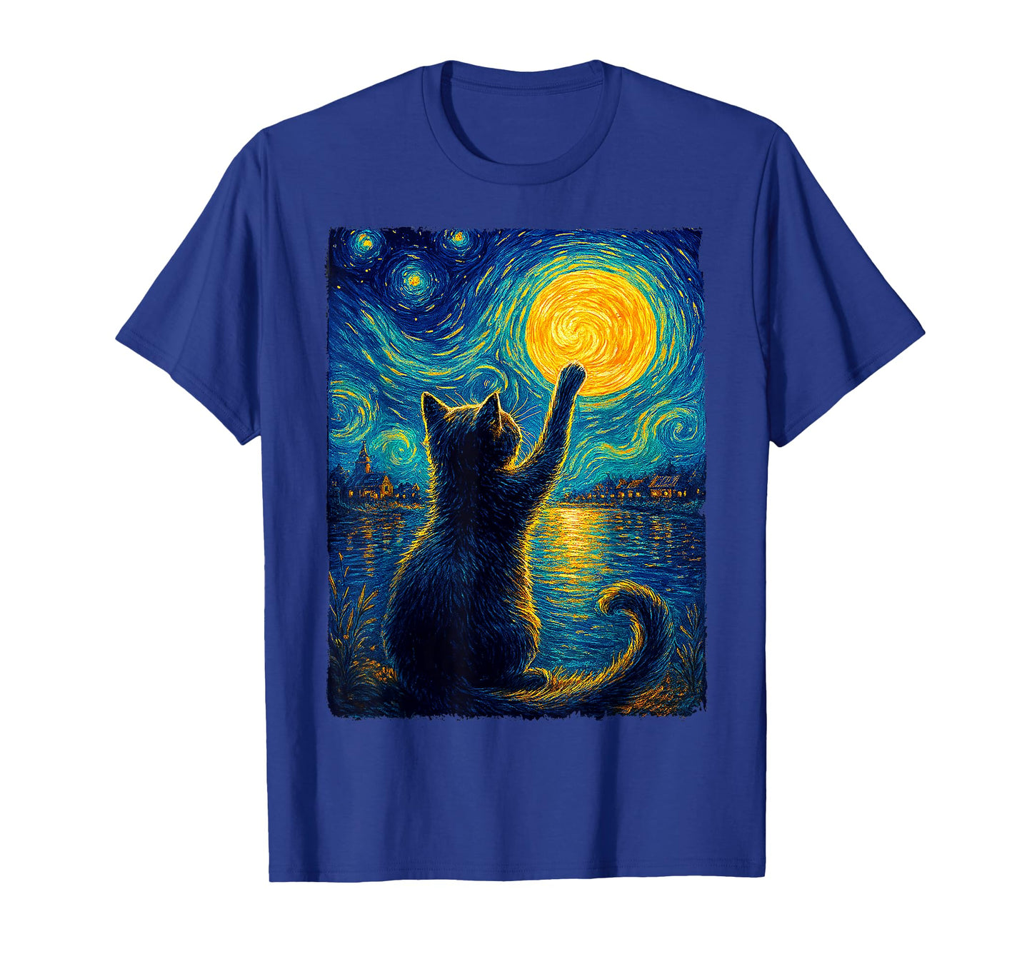 Cat Starry Night Van Gogh For Gift Lover Cat Mom Cat Dad T-Shirt