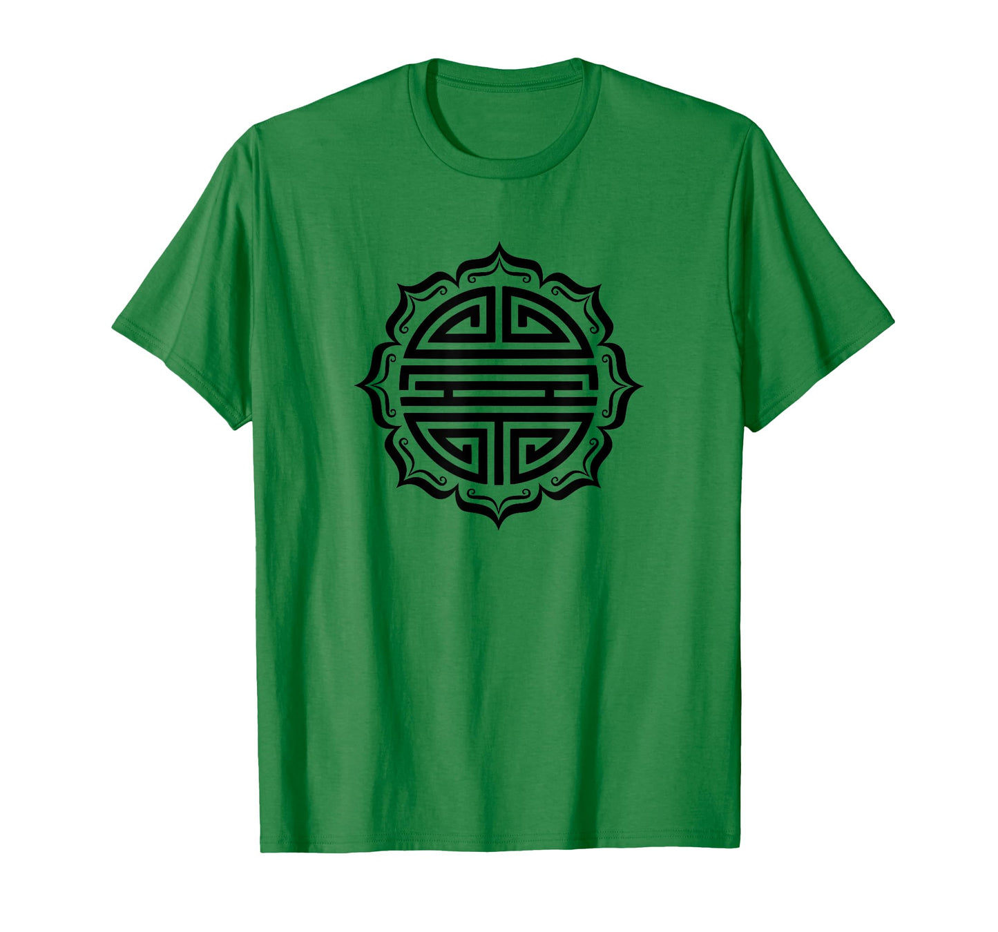 Shou lucky charm symbol Chinese long life lotus flower luck T-Shirt