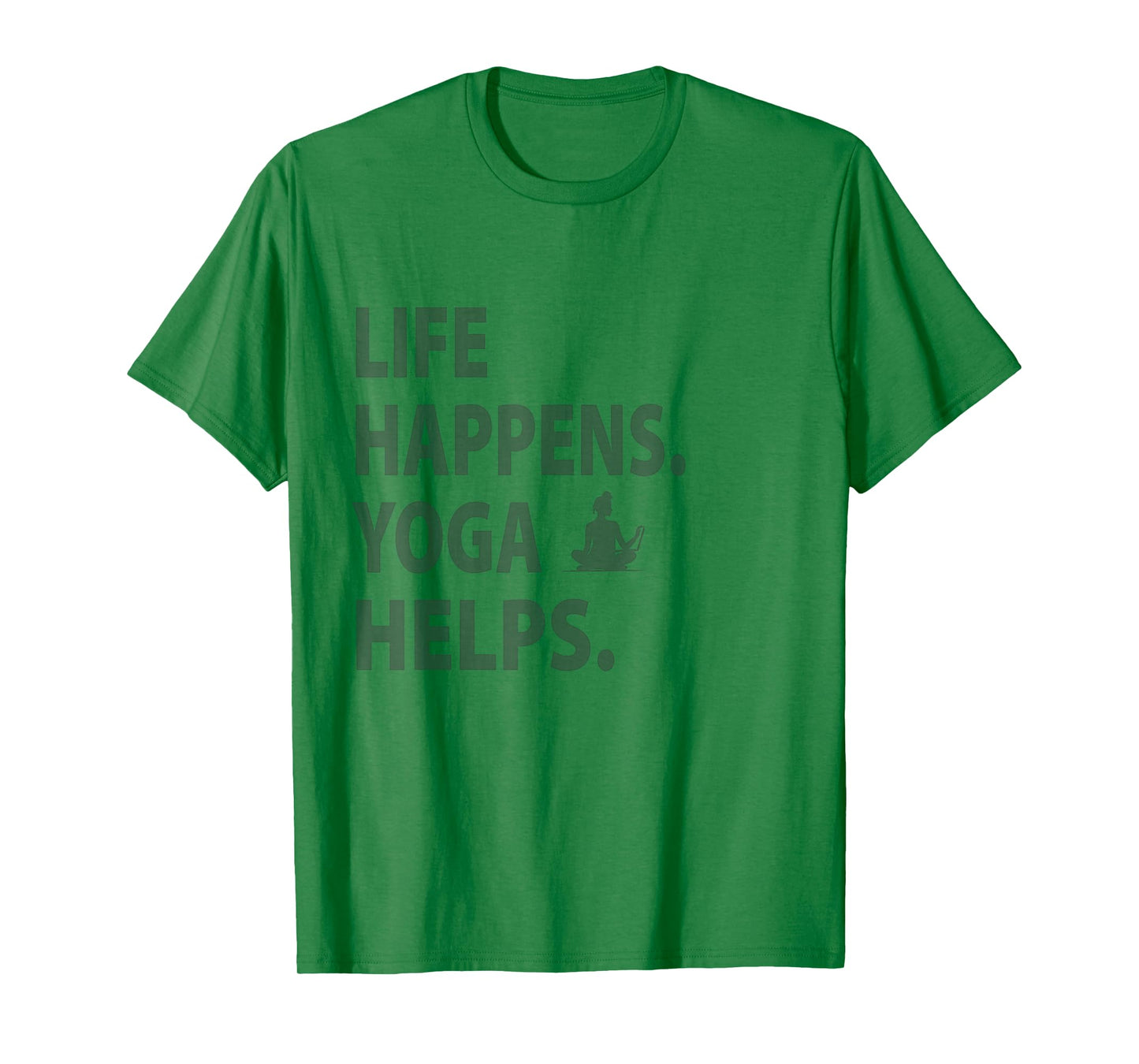 life happens yoga helps T-Shirt, Small, Grey
