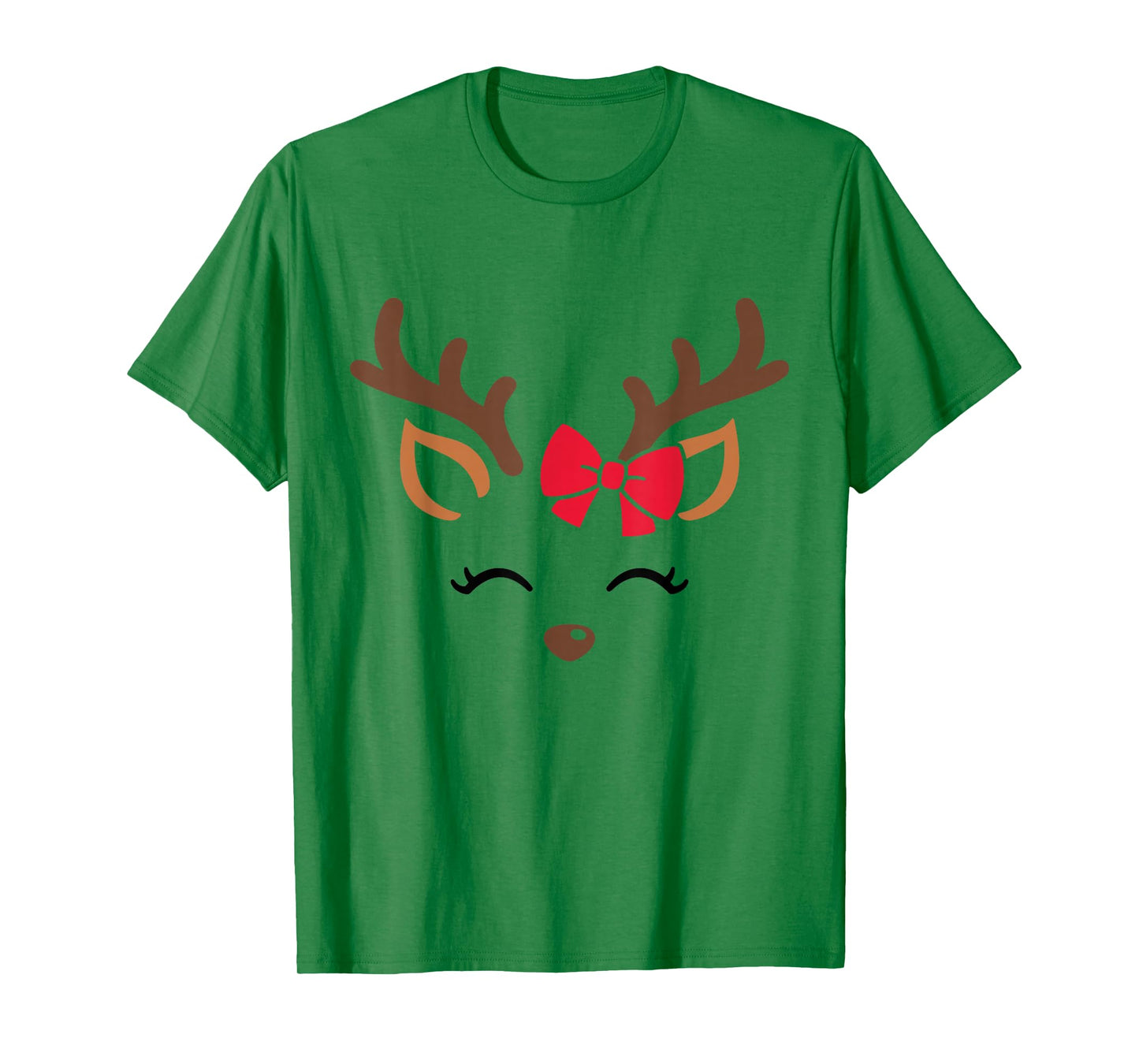 Reindeer Face Glasses Christmas Costume Xmas Pajama Girls T-Shirt