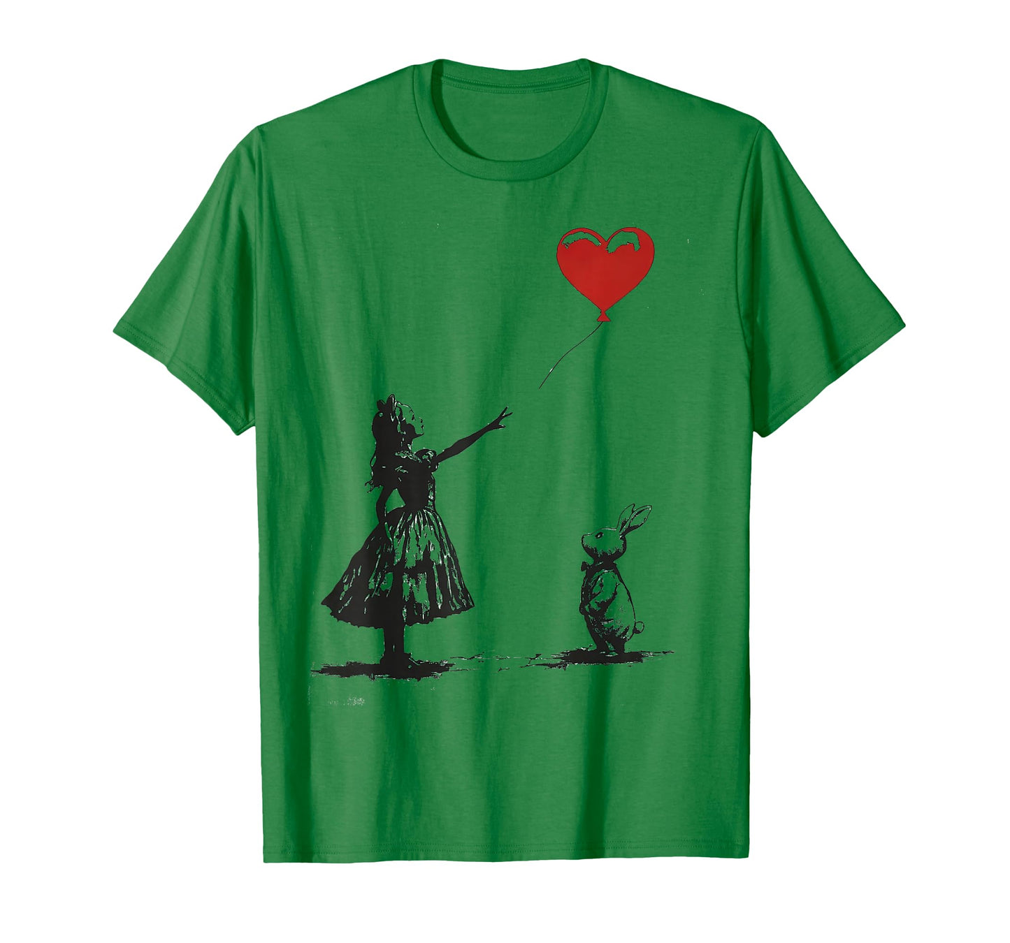 Alice in Wonderland with Balloon Rabbit Whimsical Fantasy T-Shirt
