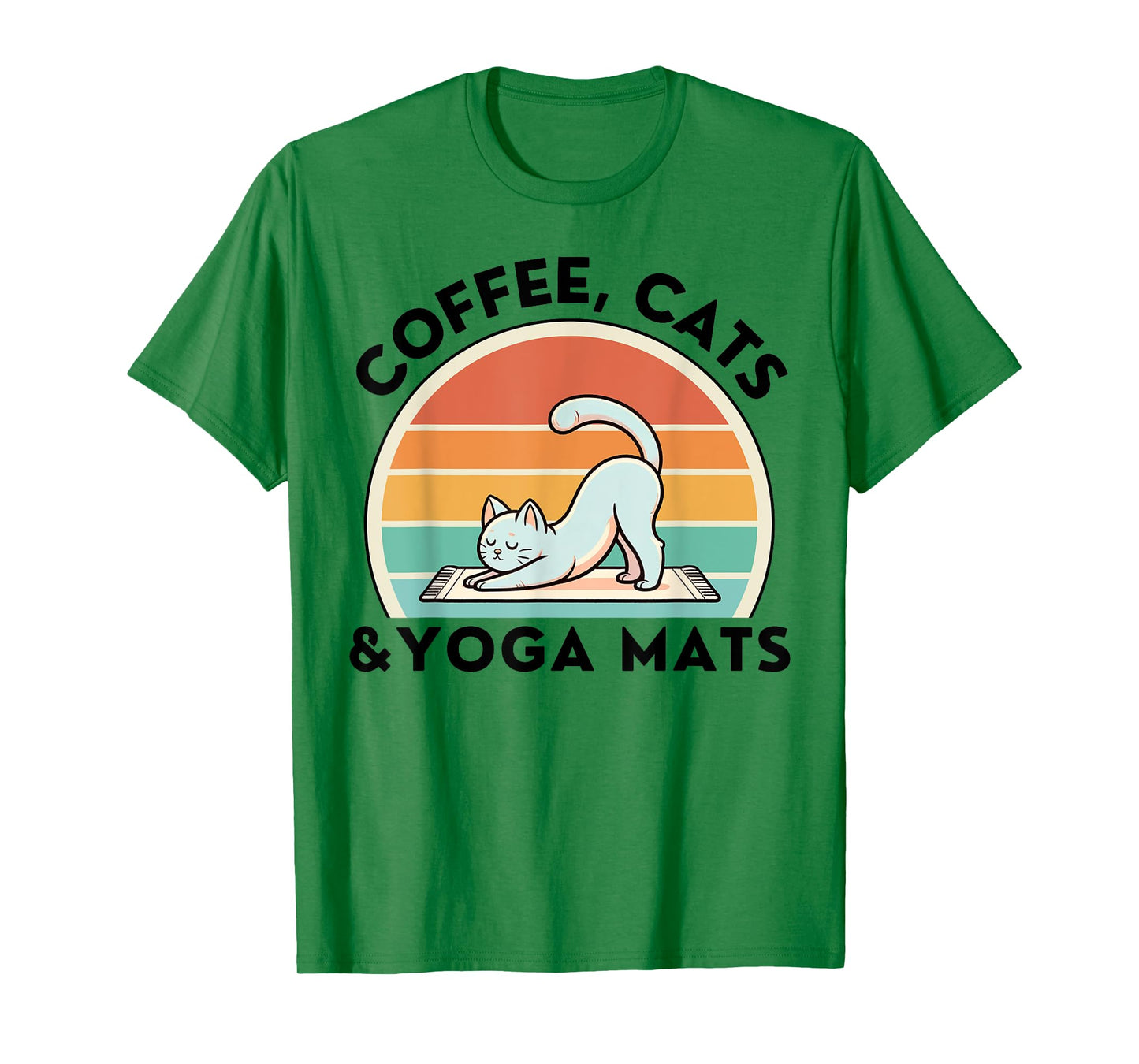 Coffee Cats And Yoga Mats Meditation Women Men T-Shirt