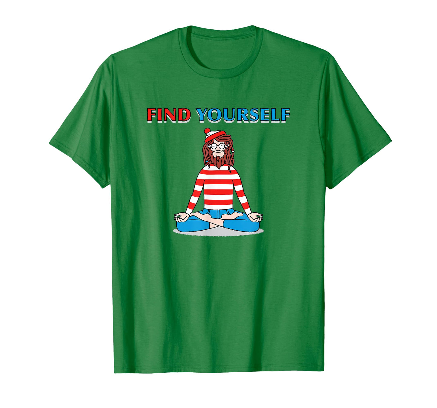 Find Yourself Yoga Pose meditation guru cartoon character T-Shirt