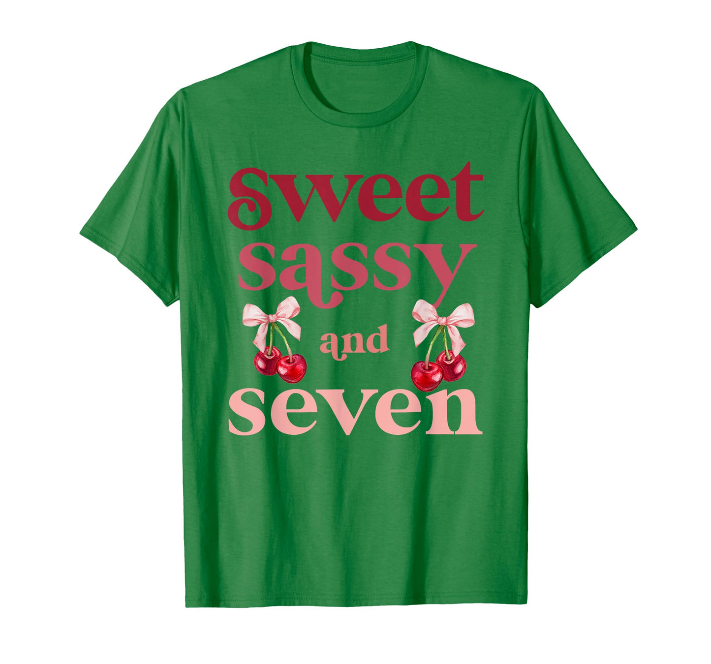 7th Birthday Girl Sweet Sassy And Seven 7 Years Old Cherry T-Shirt