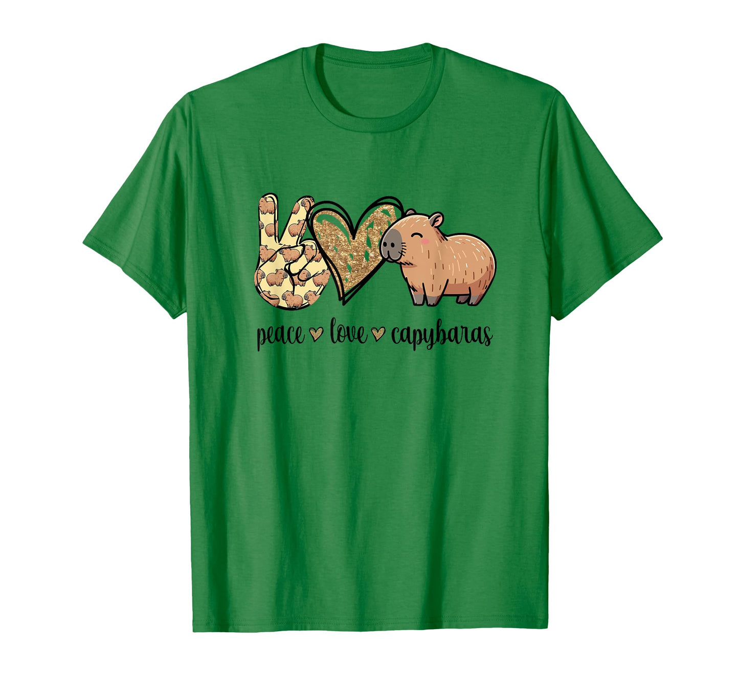 Kawaii Kids Peace Love Meme Lover Capybara T-Shirt