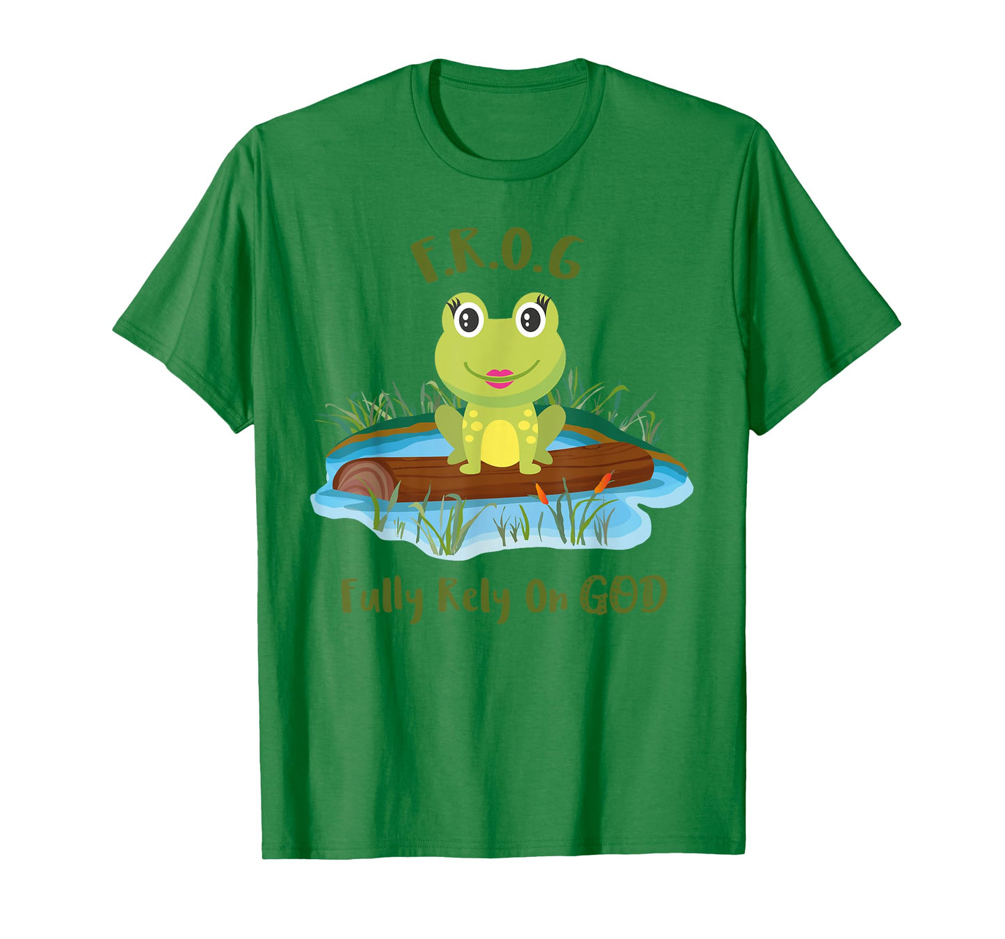 Fully Rely On God acronym F.R.O.G Cute Girl Frog Log T-Shirt T-Shirt