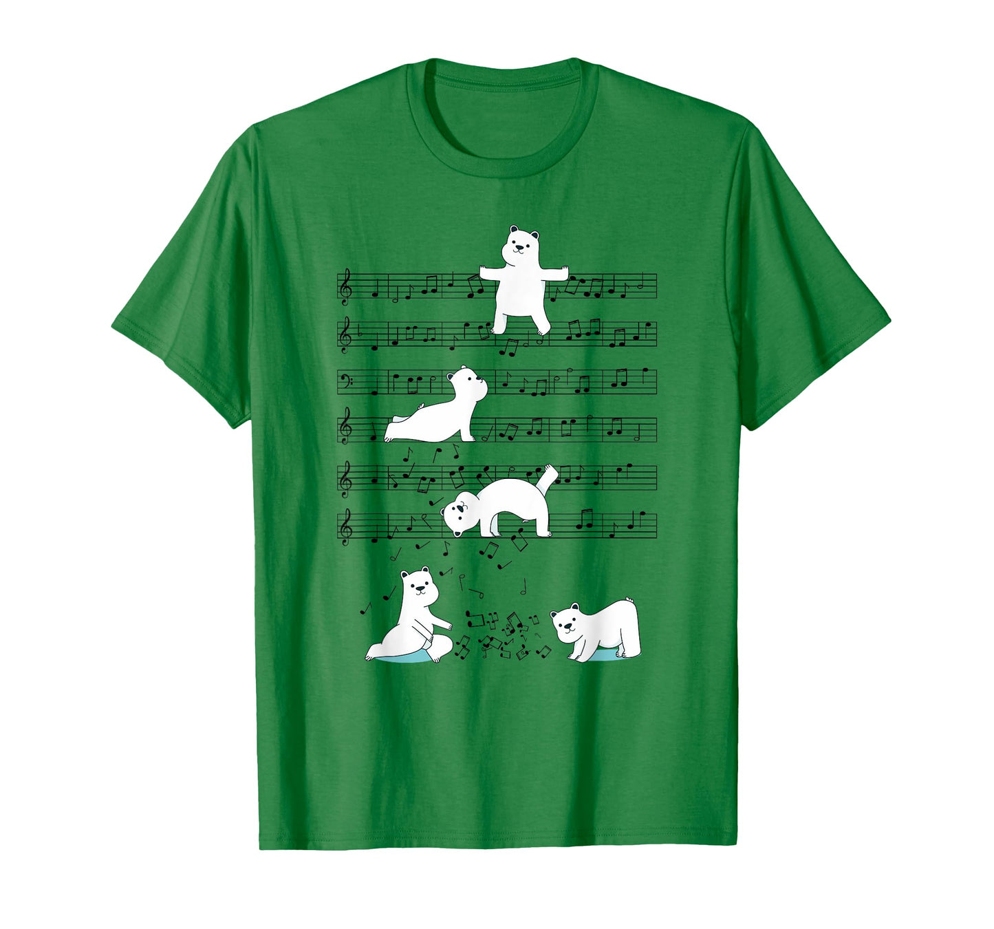 Funny Polar Bear music yoga Playing Music Note T-Shirt