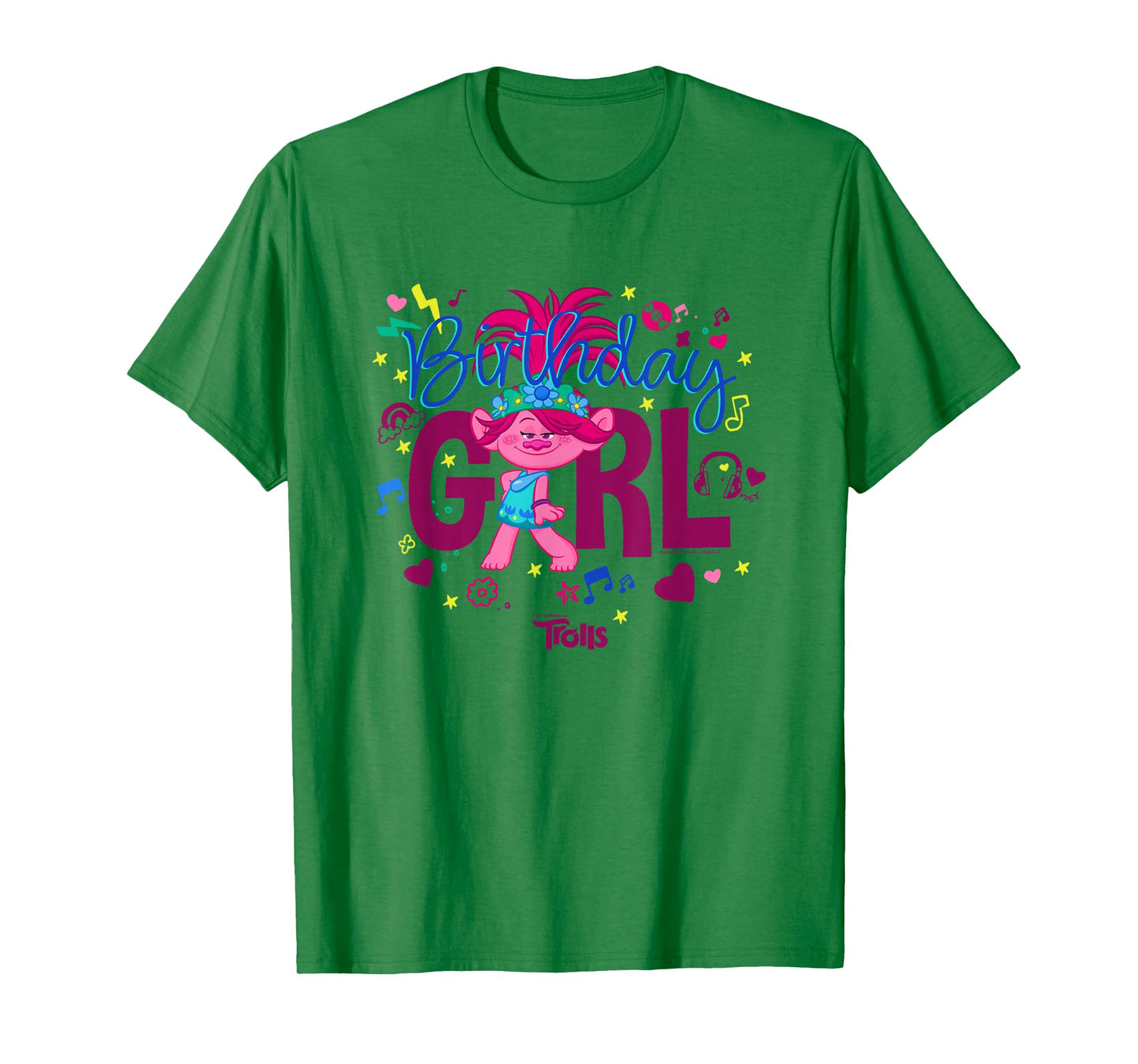 Trolls Cute Sassy Poppy Birthday Girl Big Chest Logo T-Shirt