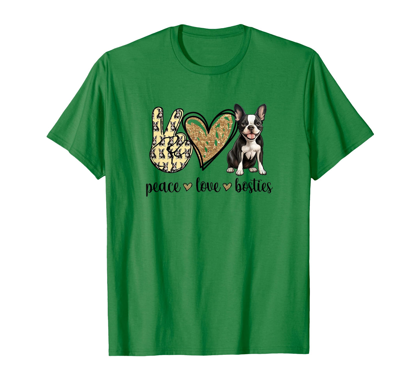 Peace Love Boston Terrier Dog Lover Men Women Girls Kids T-Shirt